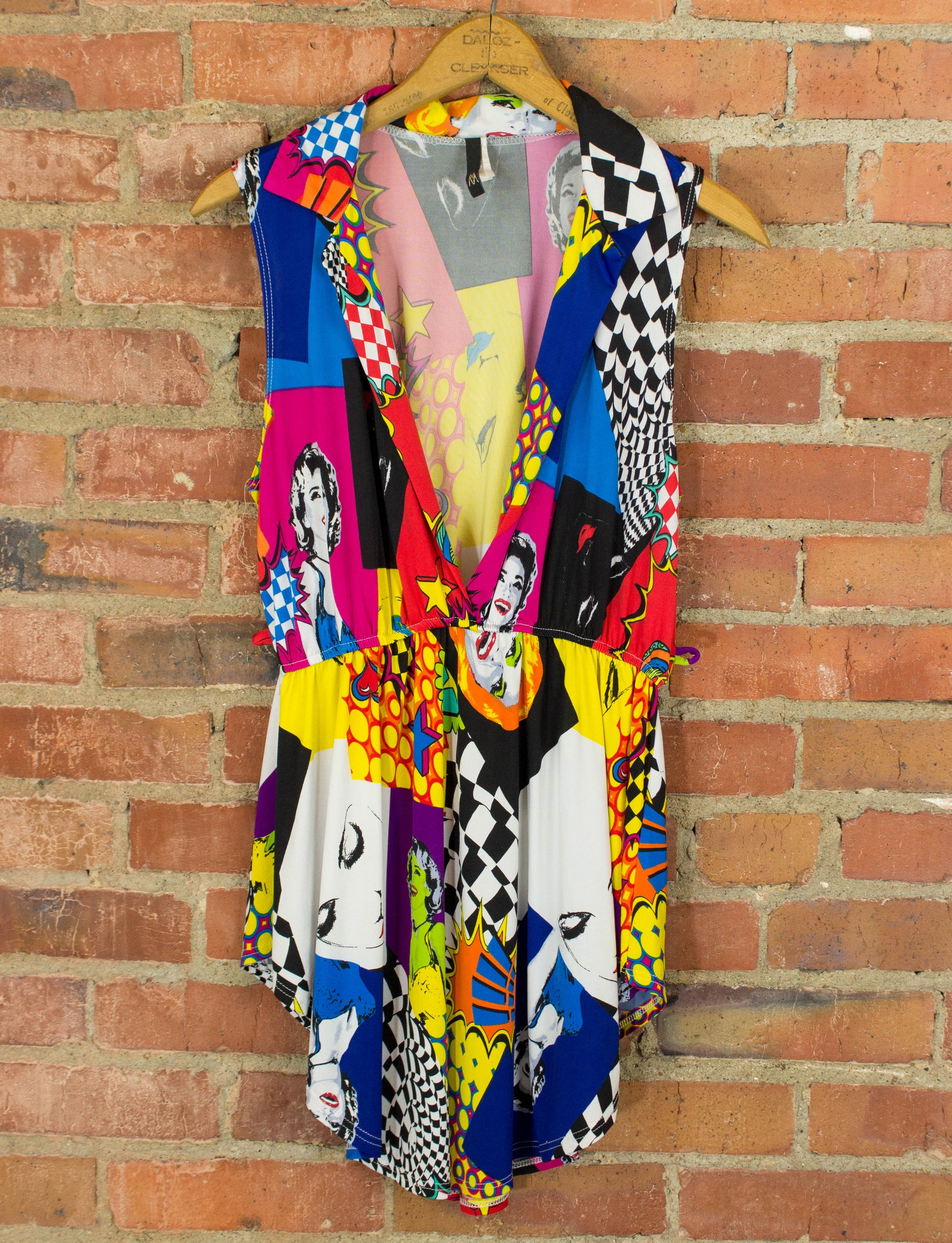 Vintage 90s Pop Art Multicolor Collared Dress Size Small-Medium