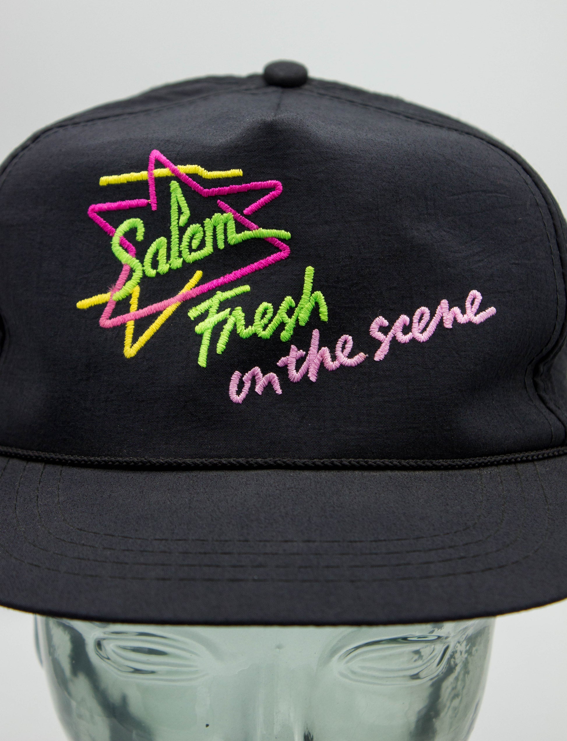 Vintage 90s Salem Cigarettes Fresh On The Scene Black Nylon Snapback Hat