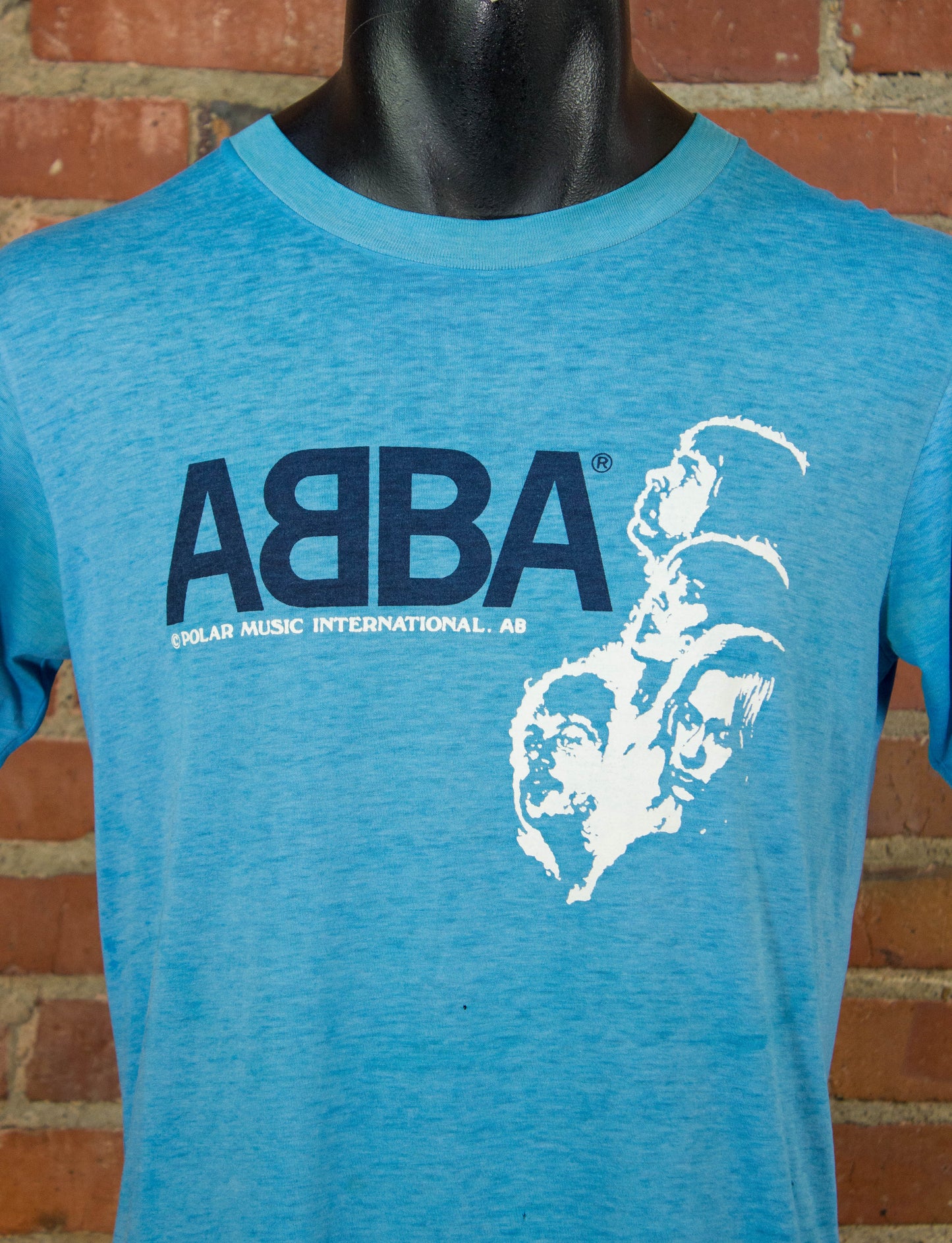 Vintage ABBA Concert T Shirt 70s Polar Music International Blue Medium