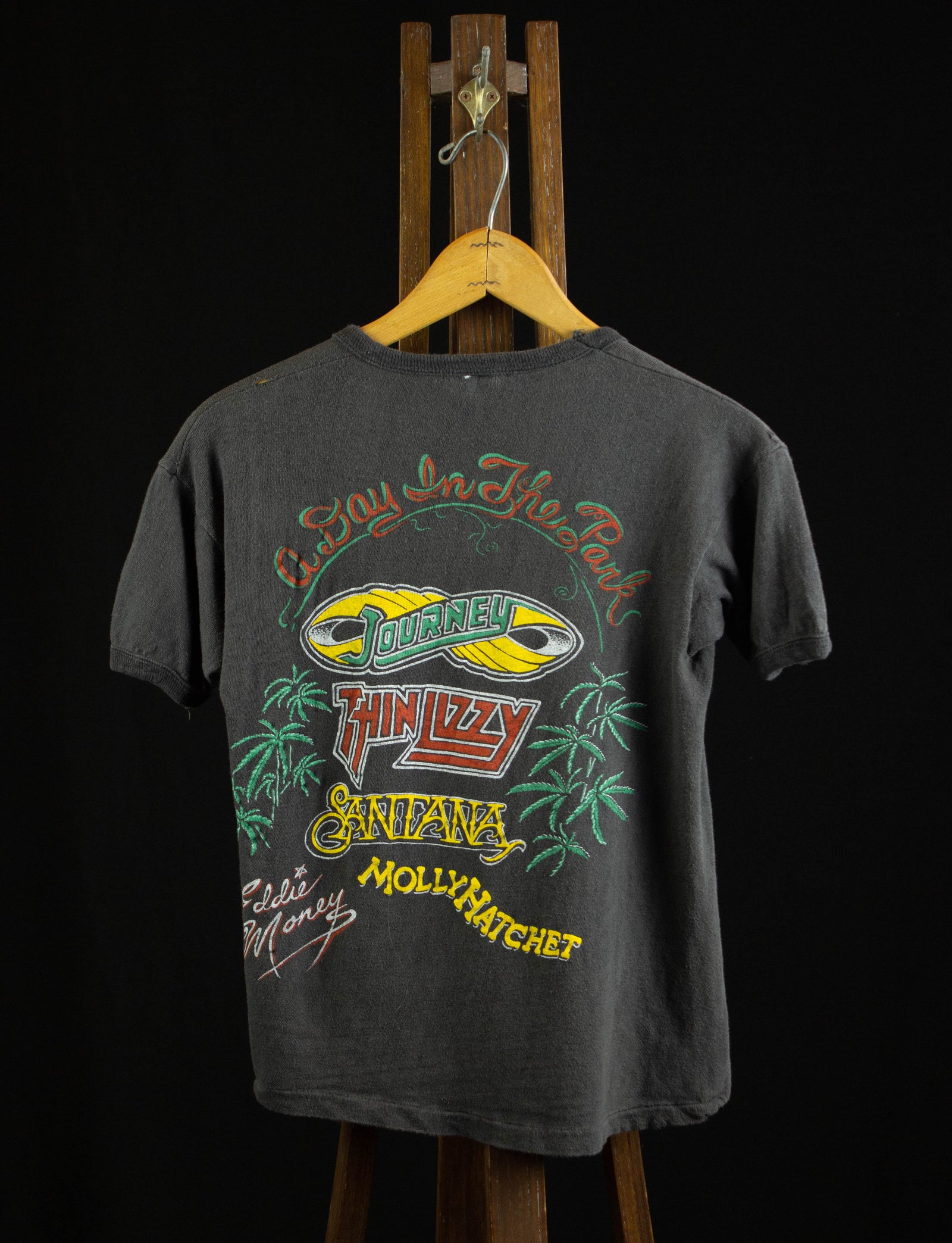 Vintage A Day In The Park Concert T Shirt 1979 Journey, Thin Lizzy, Santana, Molly Hatchet and Eddie Money Parking Lot Bootleg XS