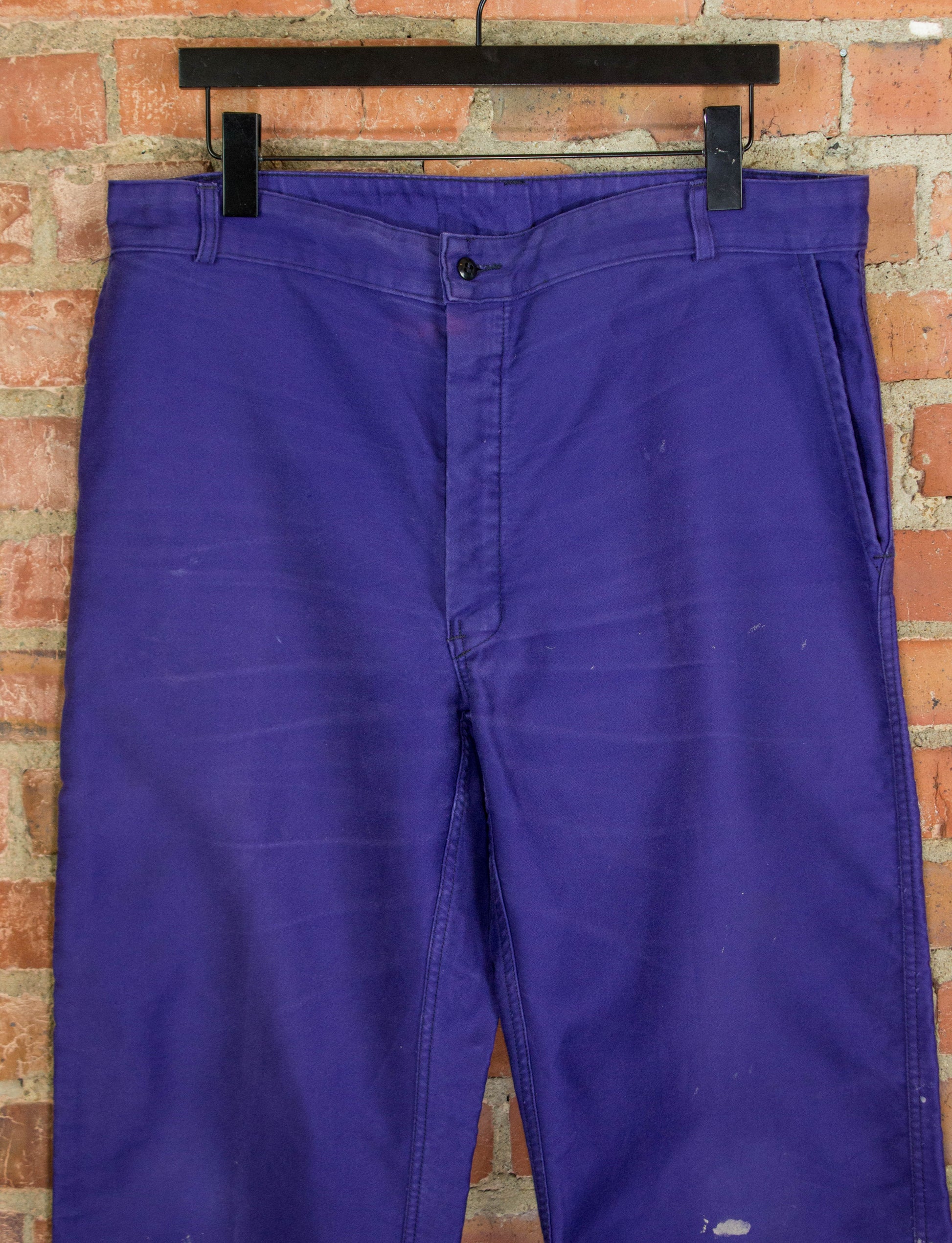 Vintage Adolphe Lafont Faded Purple Moleskin French Work Pants Size 36x32