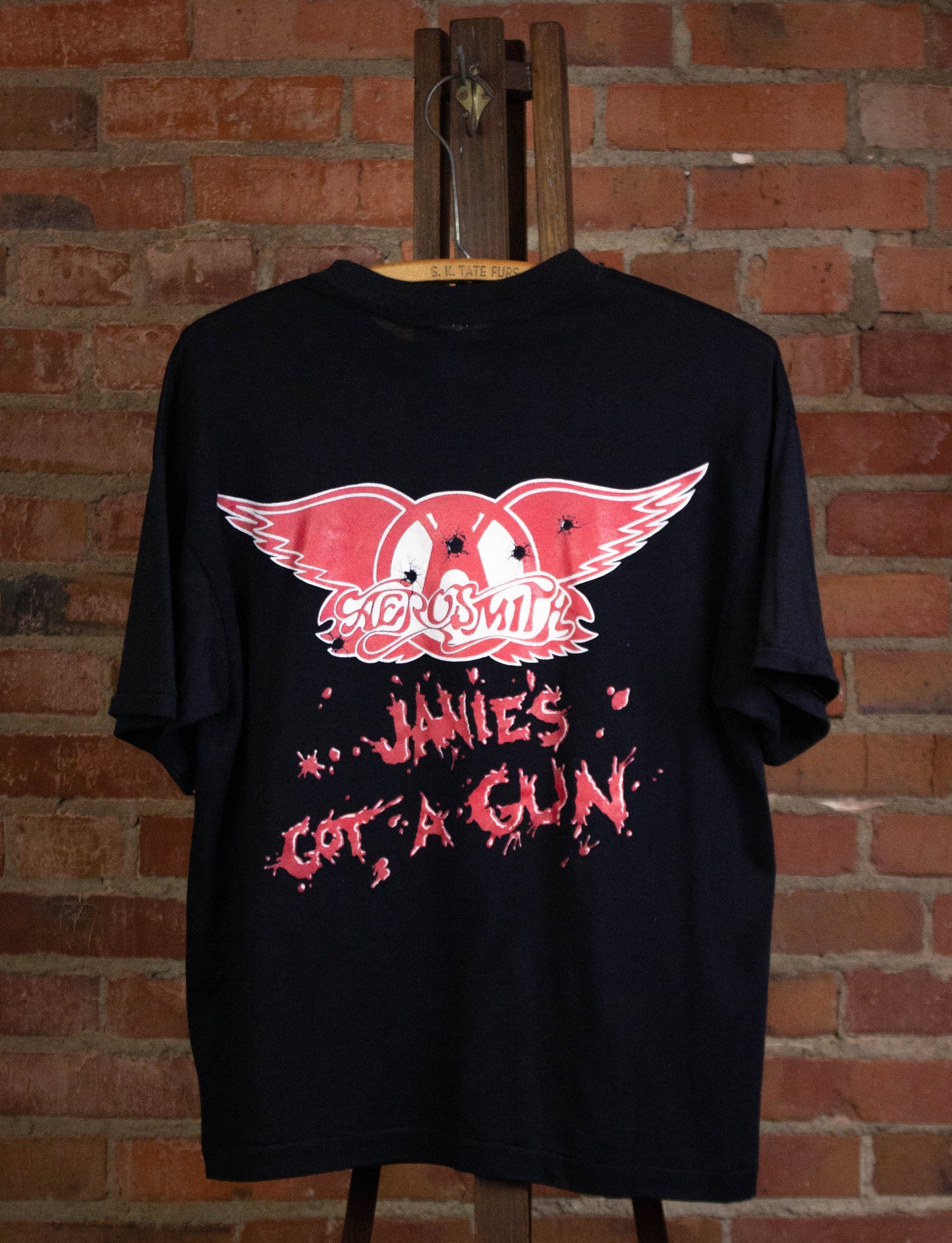 Vintage Aerosmith 1990 Pump Janie's Got A Gun Concert T Shirt Black Large