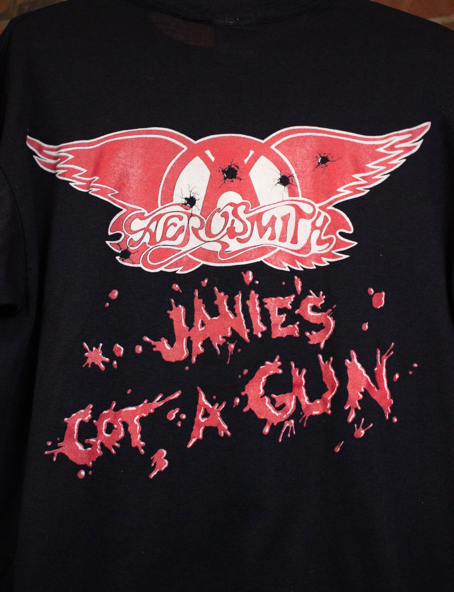Vintage Aerosmith 1990 Pump Janie's Got A Gun Concert T Shirt Black Large