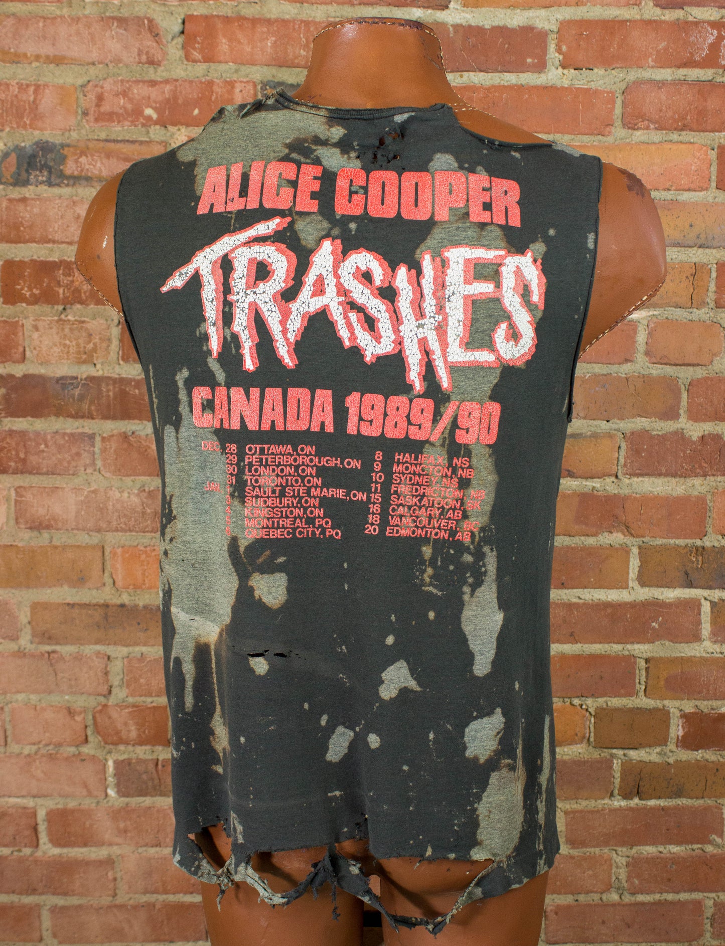 Vintage Alice Cooper Concert T Shirt 1989 Trashes Canada Tour Cut Off By Dead End Career Club Large