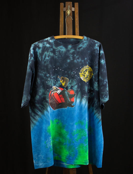 Vintage Arlo Guthrie Concert T Shirt 90s All Over The World Blue and Green Tie Dye XL