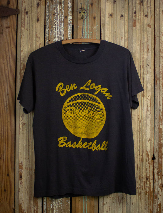 Vintage Ben Logan Basketball Graphic T Shirt 80s Black Medium