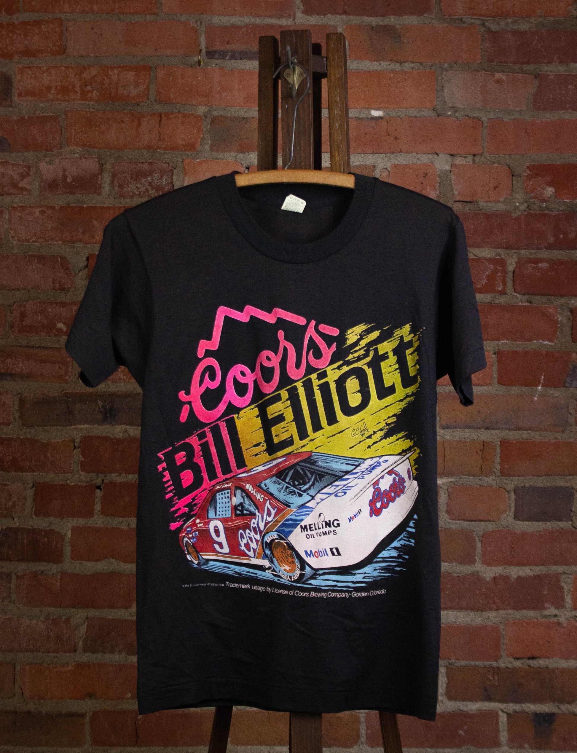 Vintage Bill Elliot Coors Nascar Graphic T Shirt 1990 Black Small