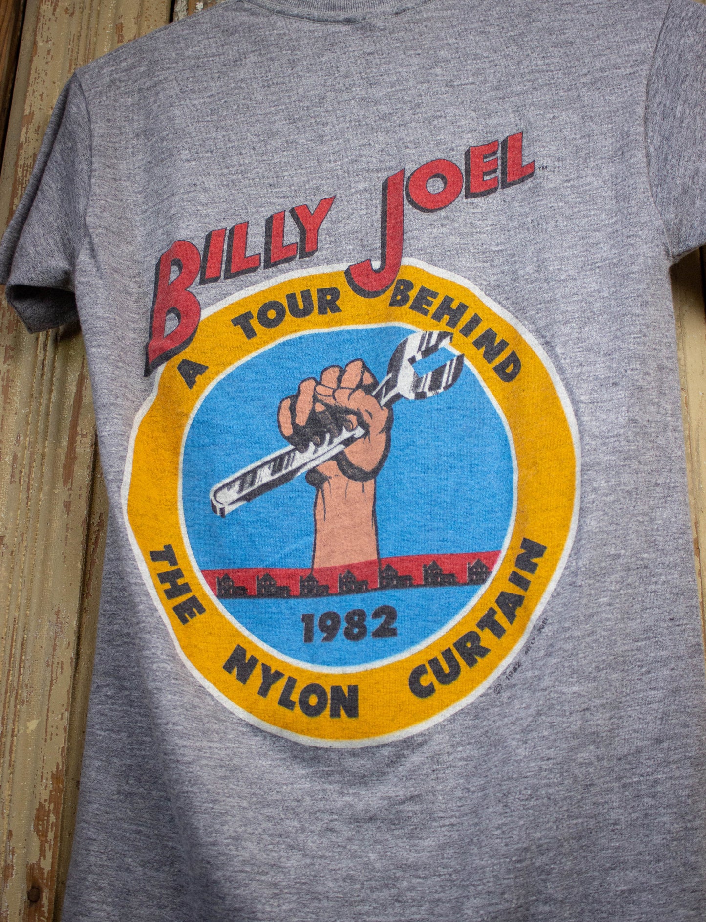 Vintage Billy Joel The Nylon Curtain Concert T Shirt 1982 Gray Small