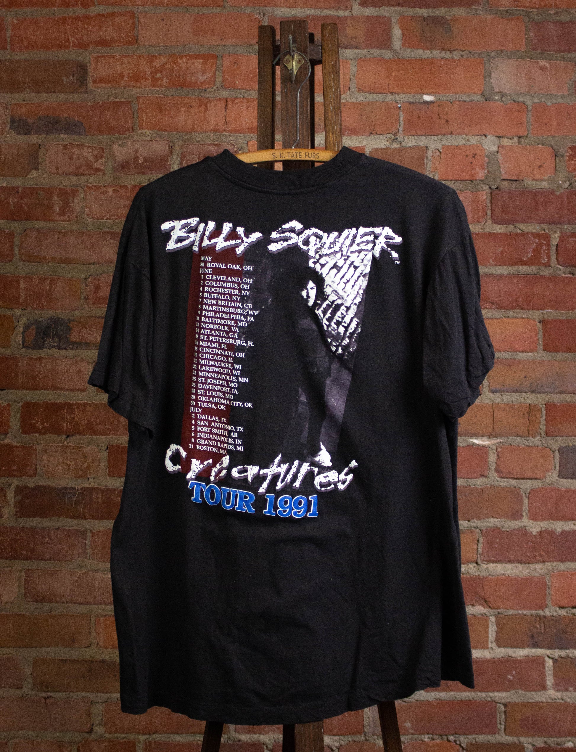 Vintage Billy Squier 1991 Creatures Tour Concert T Shirt Black XL