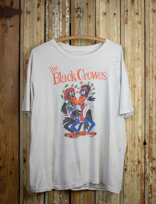Vintage Black Crowes Shake Your Money Maker World Tour Concert T Shirt 1990 White XL