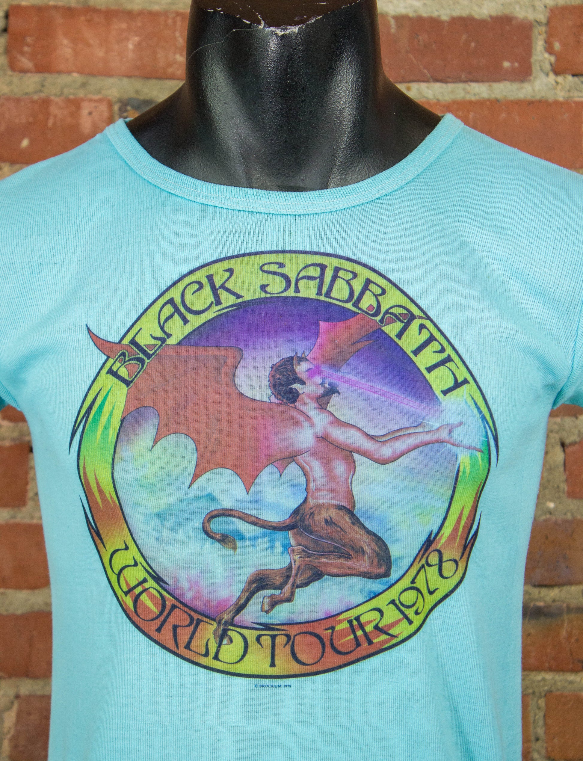 Vintage Black Sabbath Concert T Shirt 1978 World Tour Devil Centaur Bright Blue Small