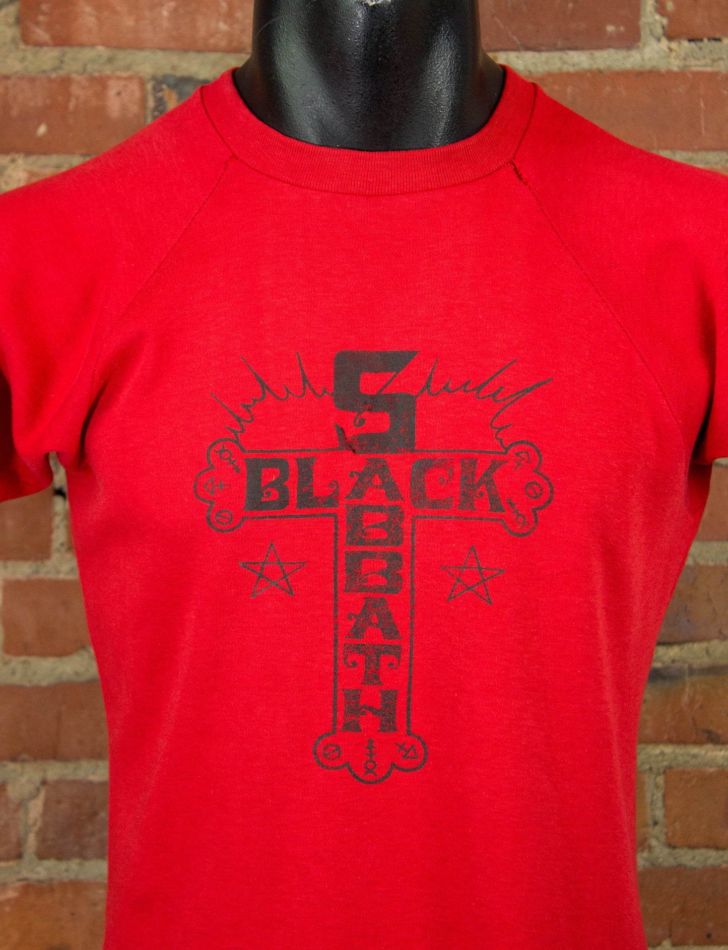 Vintage Black Sabbath Concert T Shirt 70s Cross European Bootleg Raglan Sleeve Medium