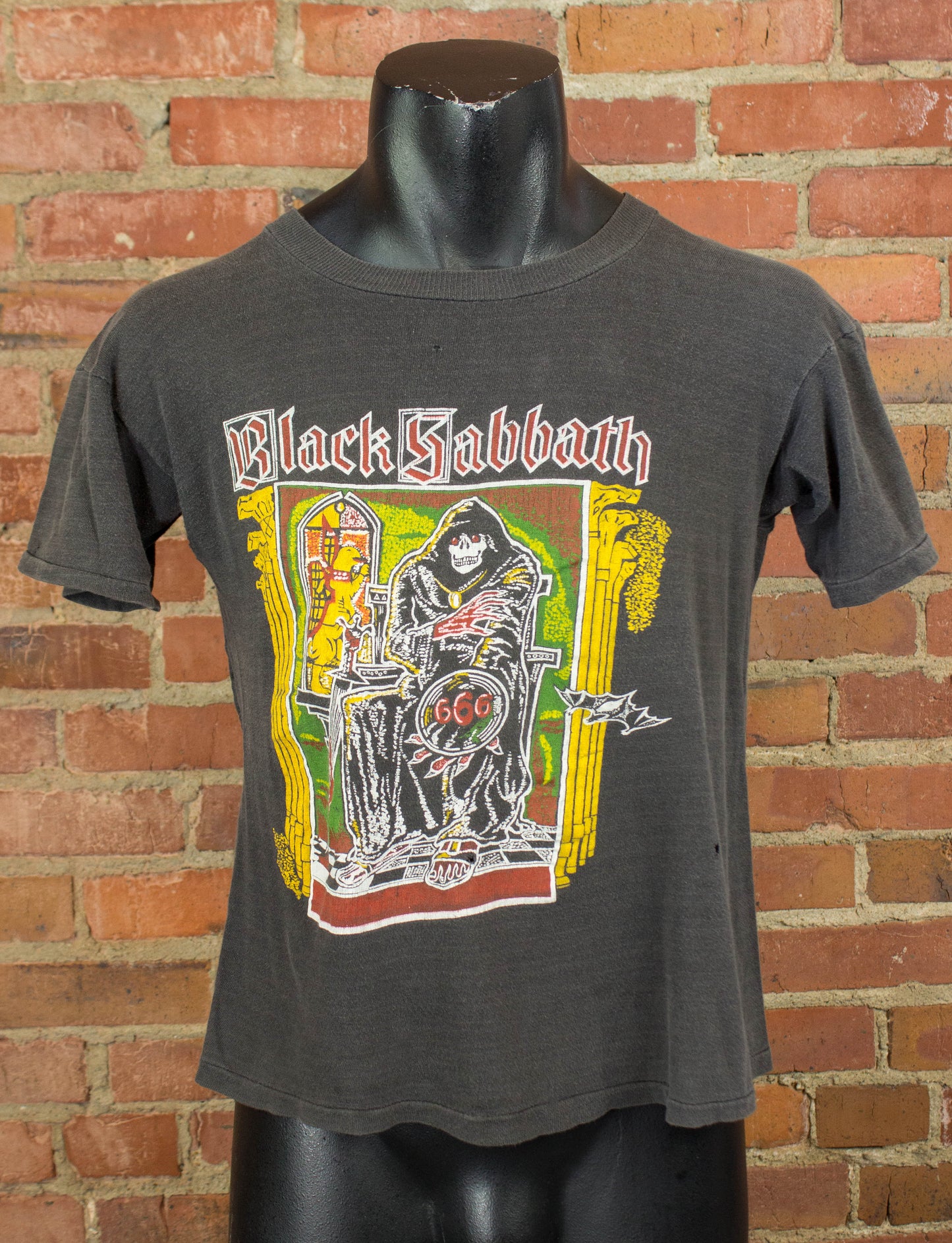 Vintage Black Sabbath Concert T Shirt 70s Reaper 666 Parking Lot Bootleg Black Medium