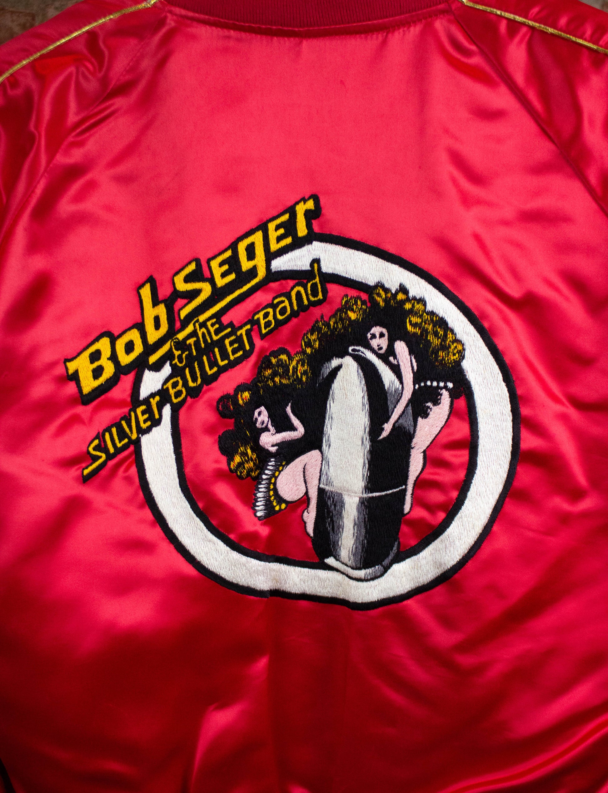 Vintage Bob Seger and the Silver Bullet Band 70s Tour Satin Bomber Jacket Red Medium