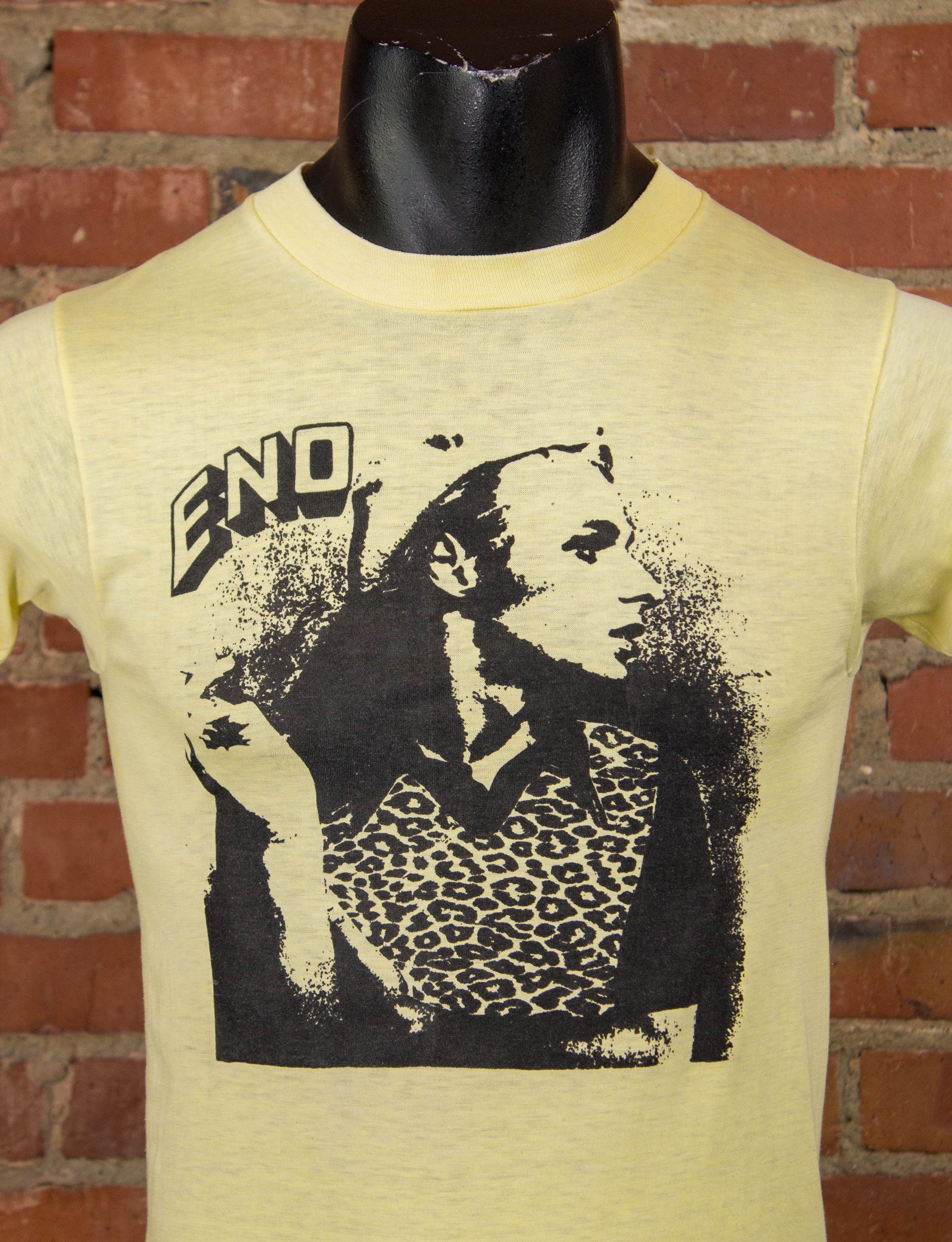 Vintage Brian Eno Concert T Shirt 70s Portrait Yellow XS – Black