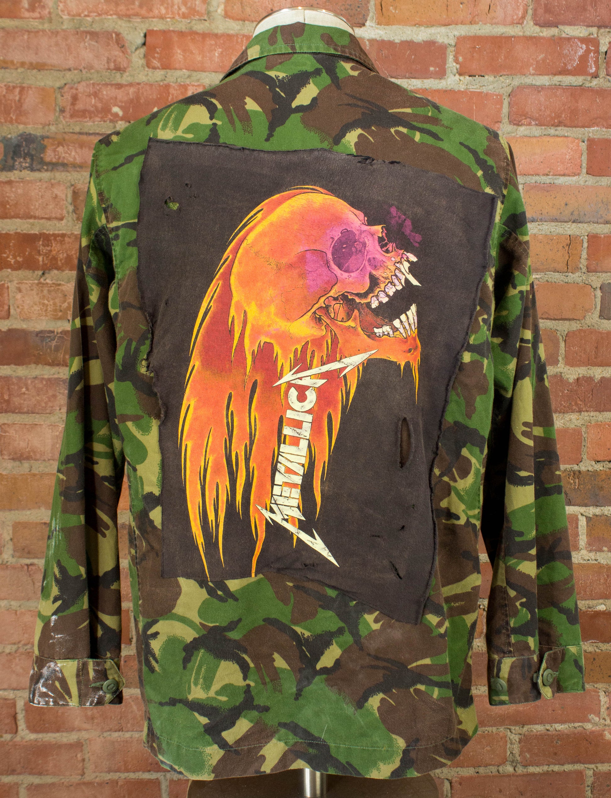 Vintage British Army DPM Camo Combat Jacket With Metallica Patch 90s Customized By Dead End Career Club Large