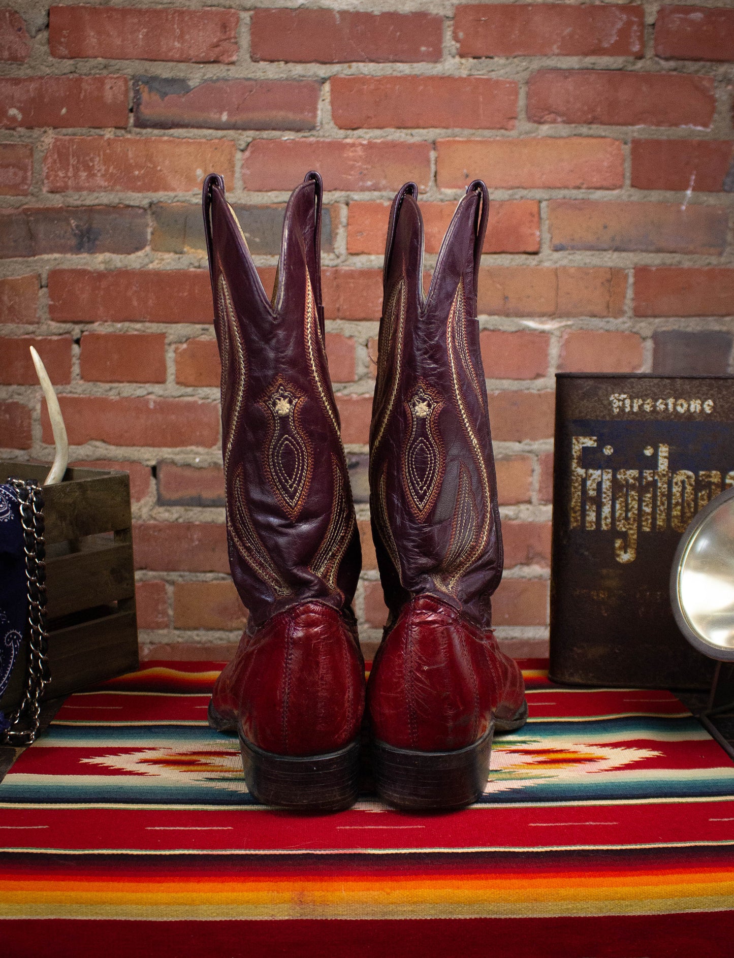 Vintage Caval Red Eel Skin Cowboy Boots Size 10.5