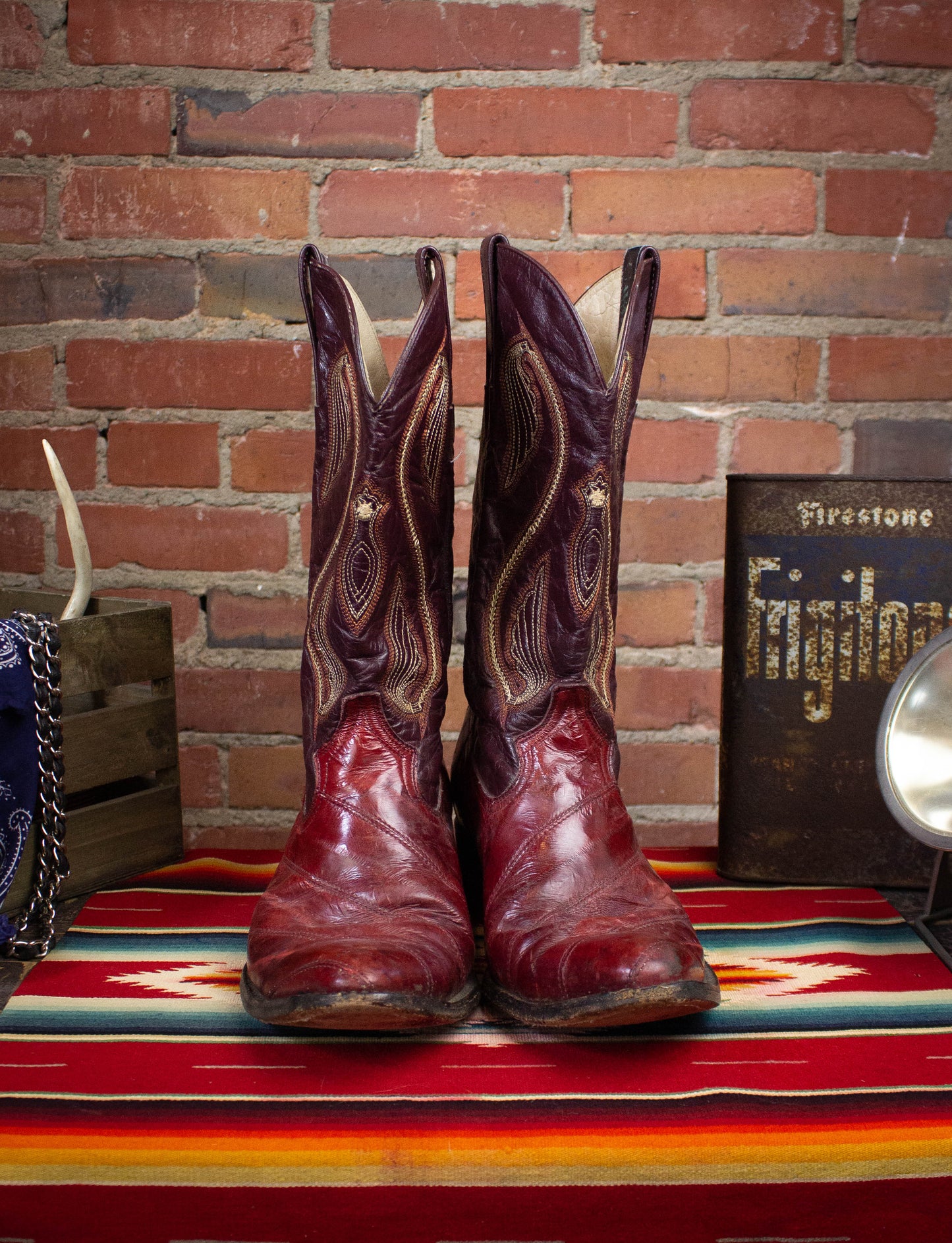 Vintage Caval Red Eel Skin Cowboy Boots Size 10.5