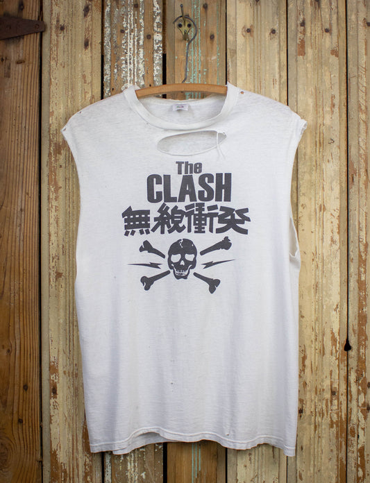 Vintage Clash Cut Off Concert T Shirt 80s White Large