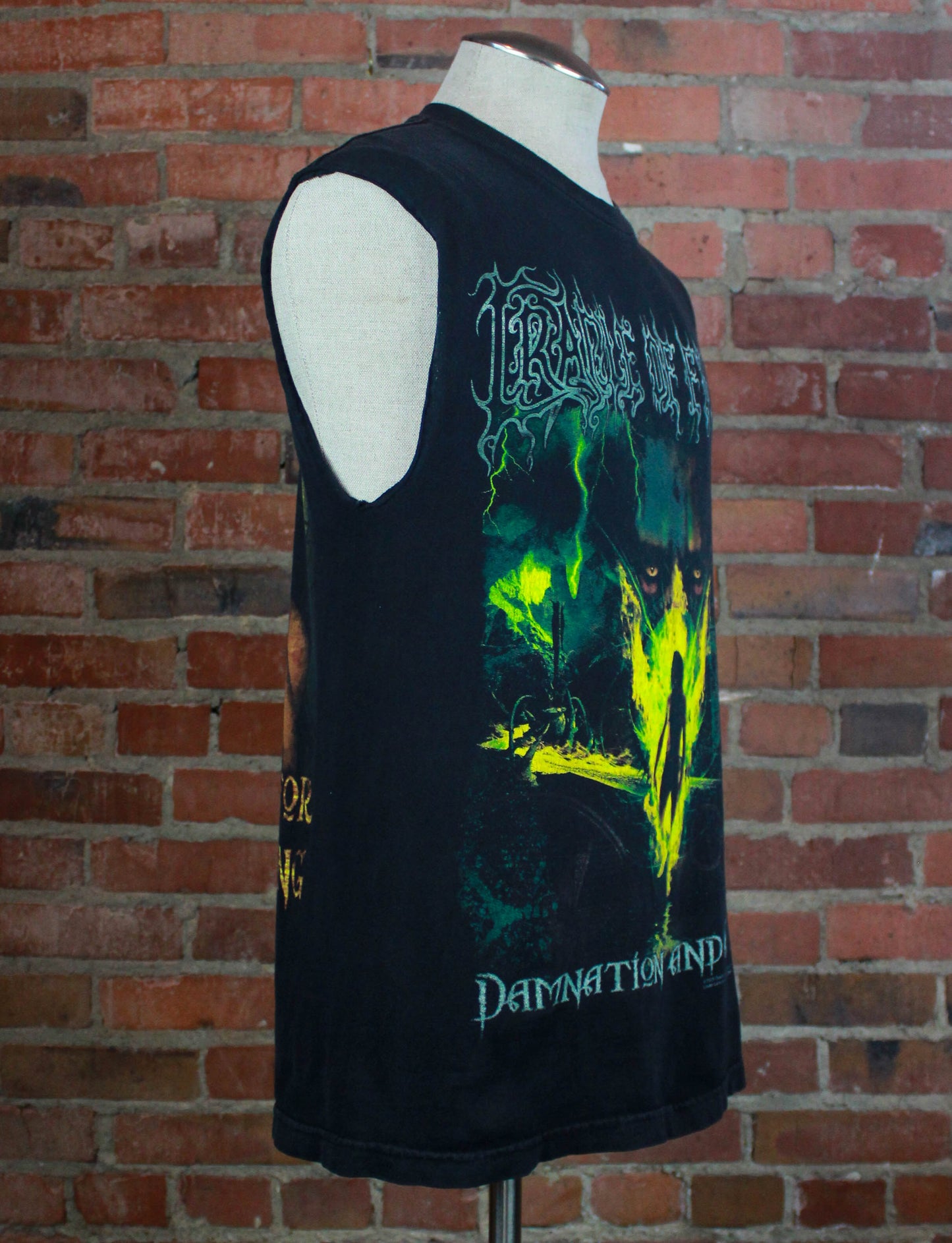 Vintage Cradle of Filth Concert T Shirt Damnation Cut Off Black Unisex Large