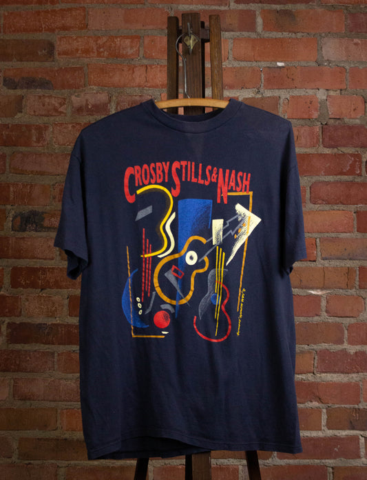 Vintage Crosby Stills and Nash 1988 Rare Acoustic Evening Concert T Shirt Black Large