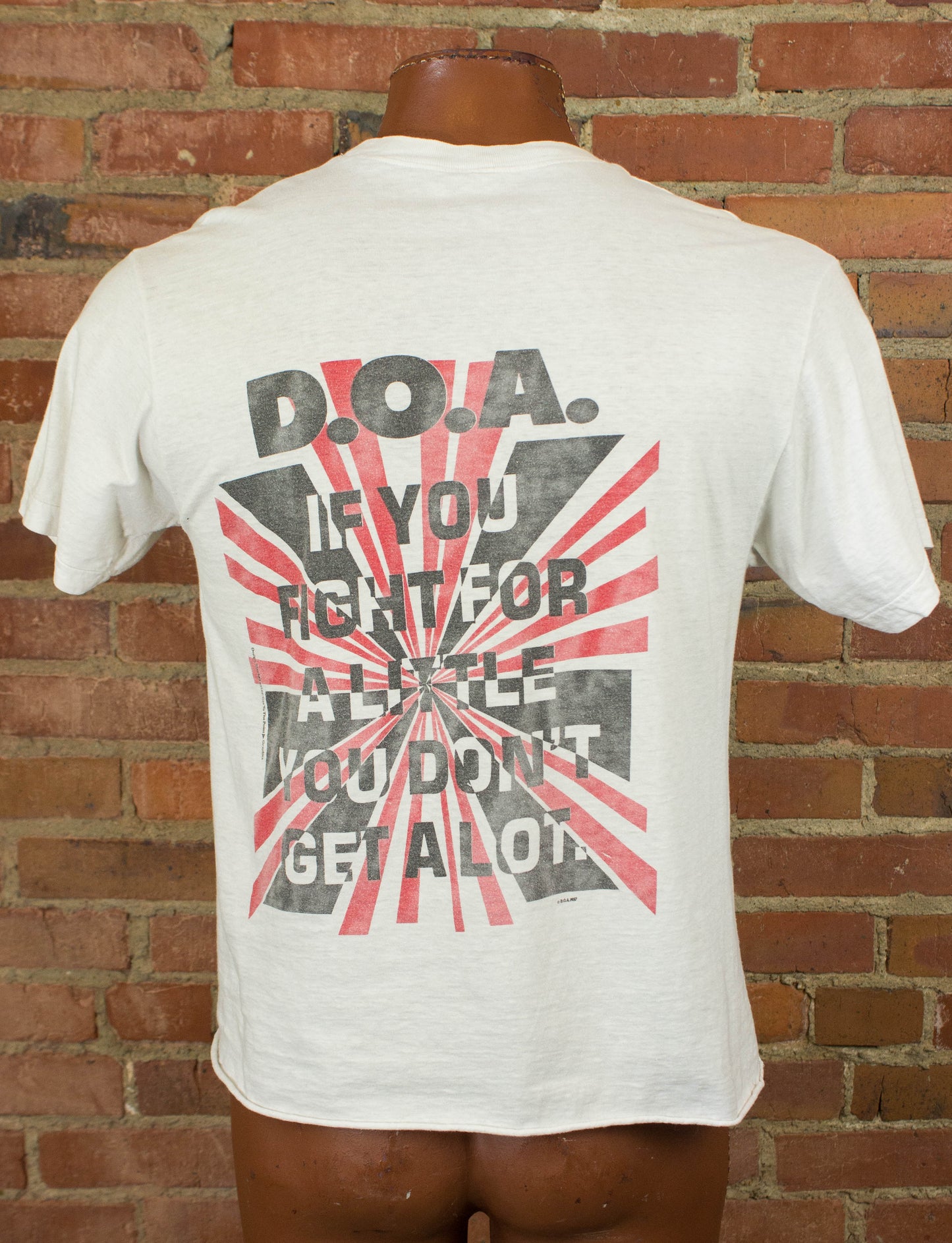 Vintage D.O.A. Concert T Shirt 1987 To Hell And Back White Cropped Medium