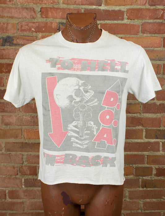 Vintage D.O.A. Concert T Shirt 1987 To Hell And Back White Cropped Medium