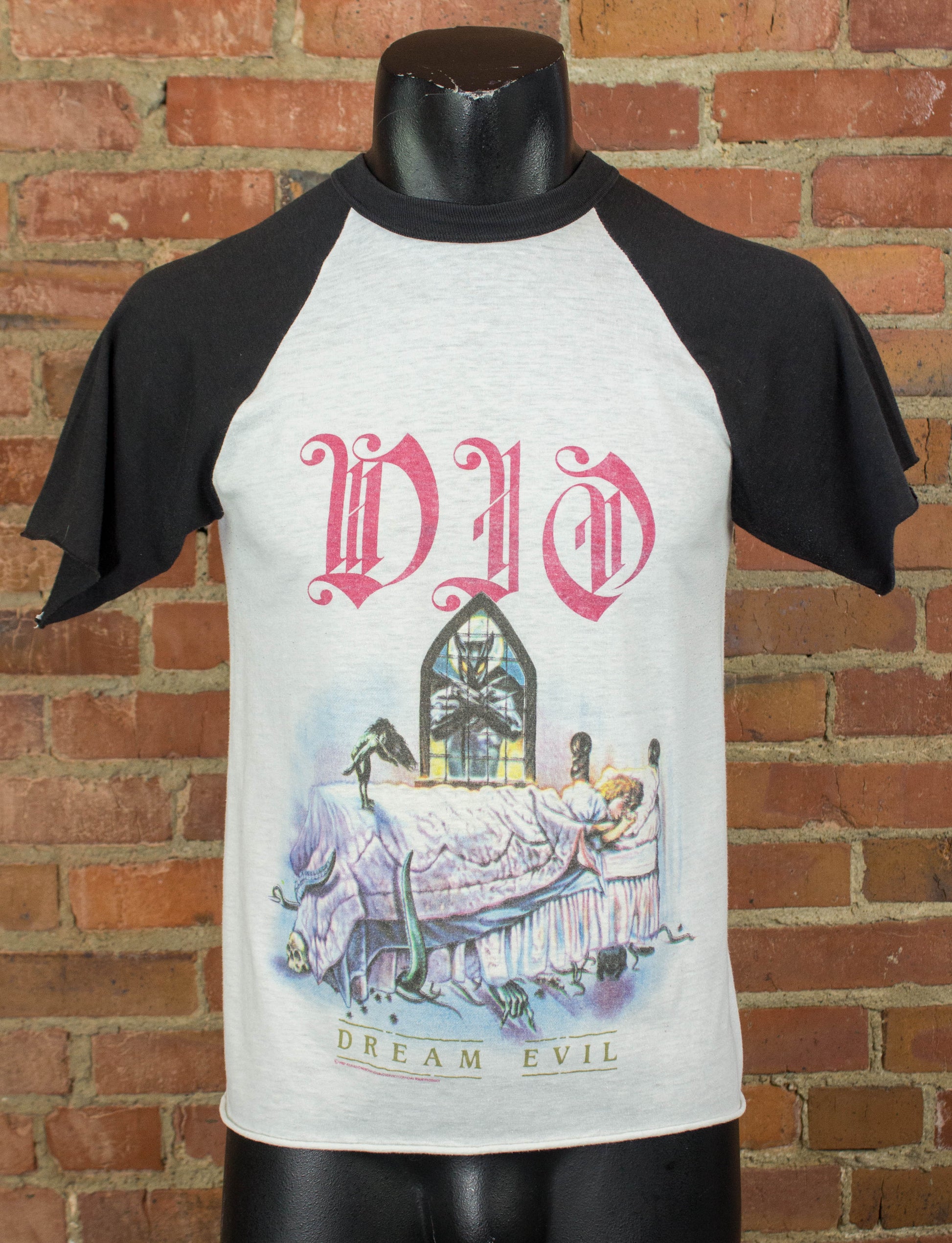 Vintage DIO Concert T Shirt 1987 Dream Evil World Tour Cut Off Raglan Jersey Small