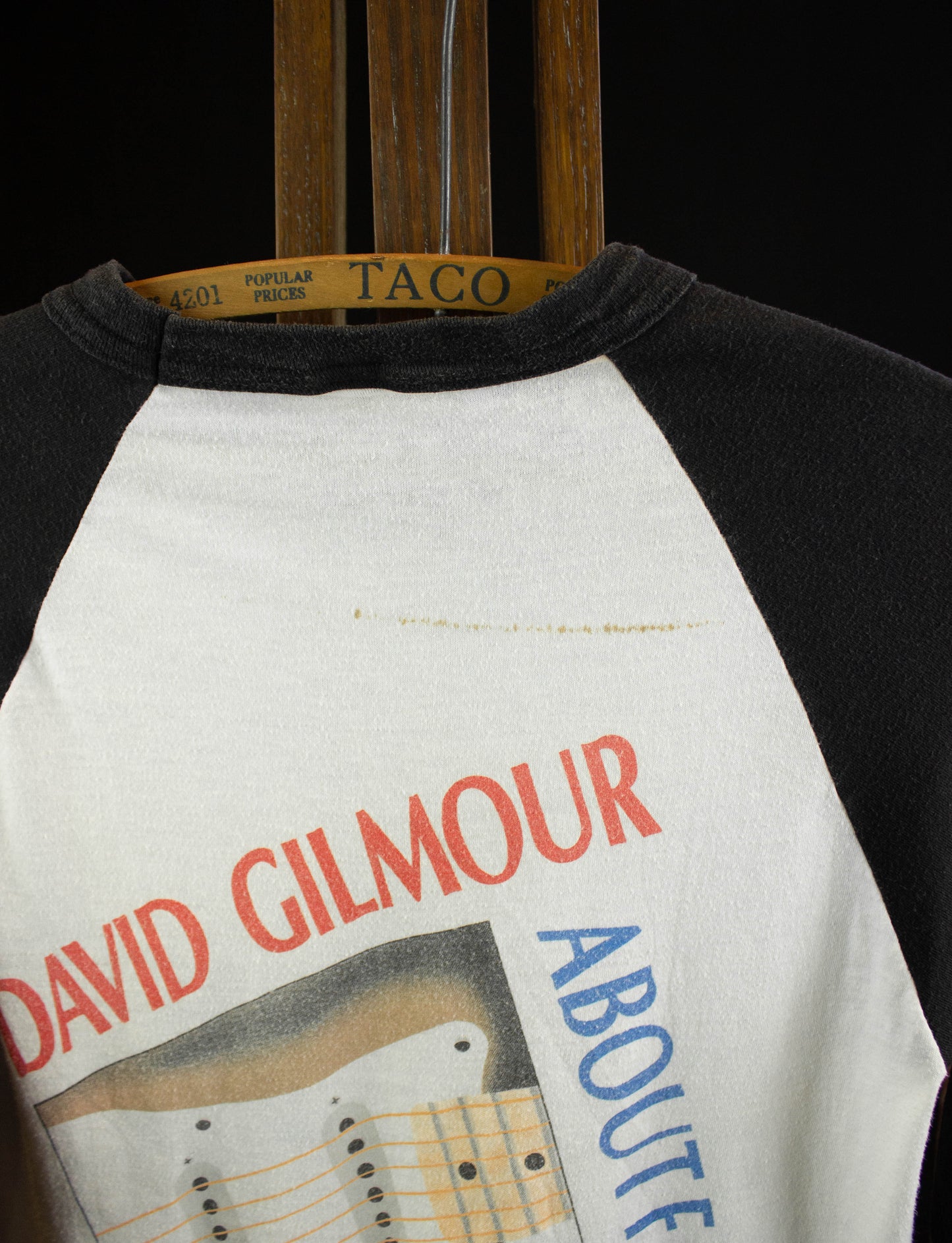 Vintage David Gilmour Concert T Shirt 1984 About Face Tour White and Black Raglan Jersey Small