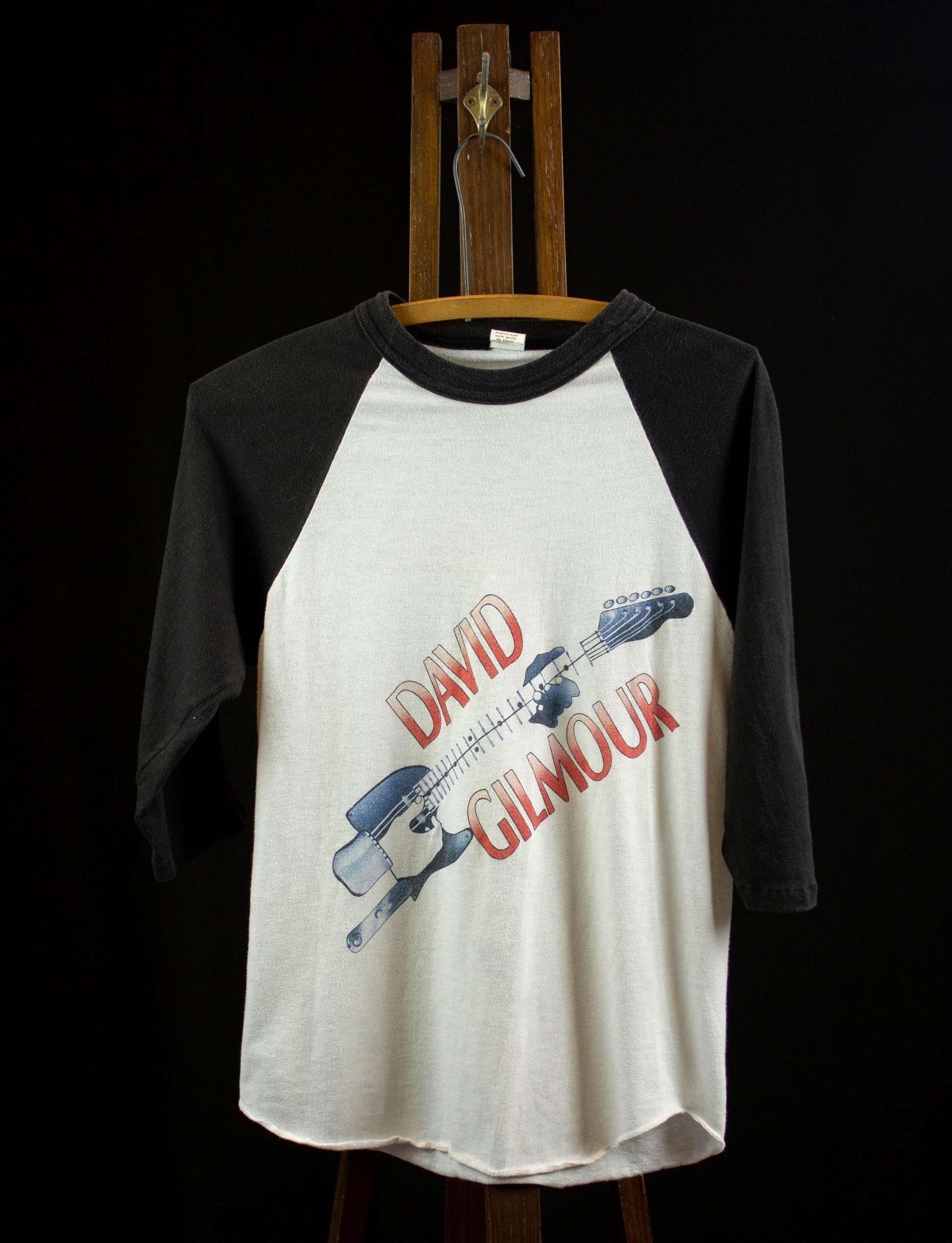 Vintage David Gilmour Concert T Shirt 1984 About Face Tour White and Black Raglan Jersey Small