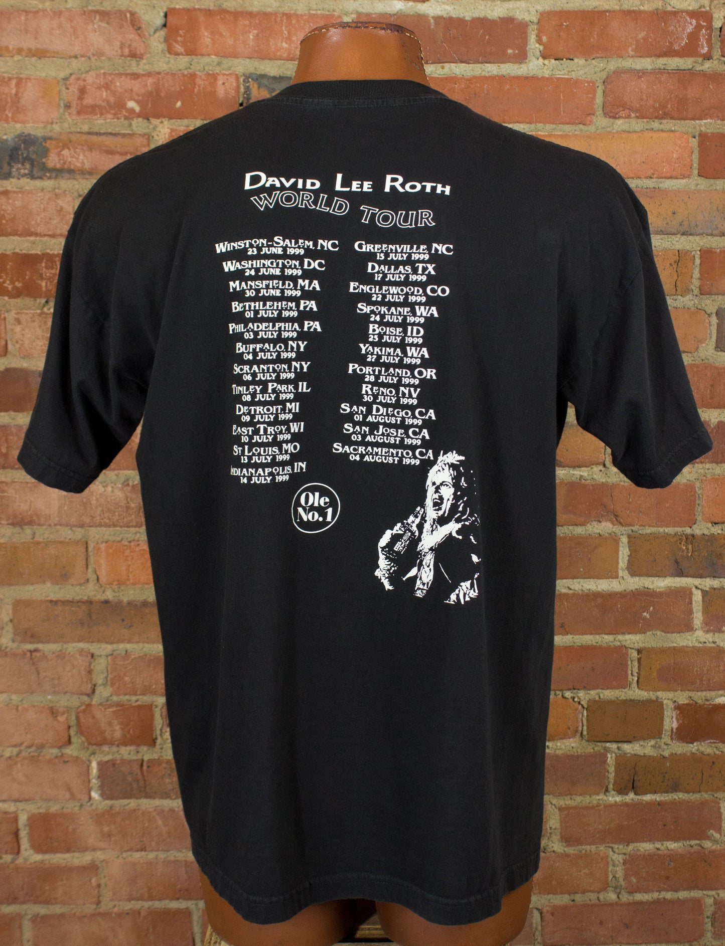 Vintage David Lee Roth Concert T Shirt 1999 World Tour Jack Daniels XL