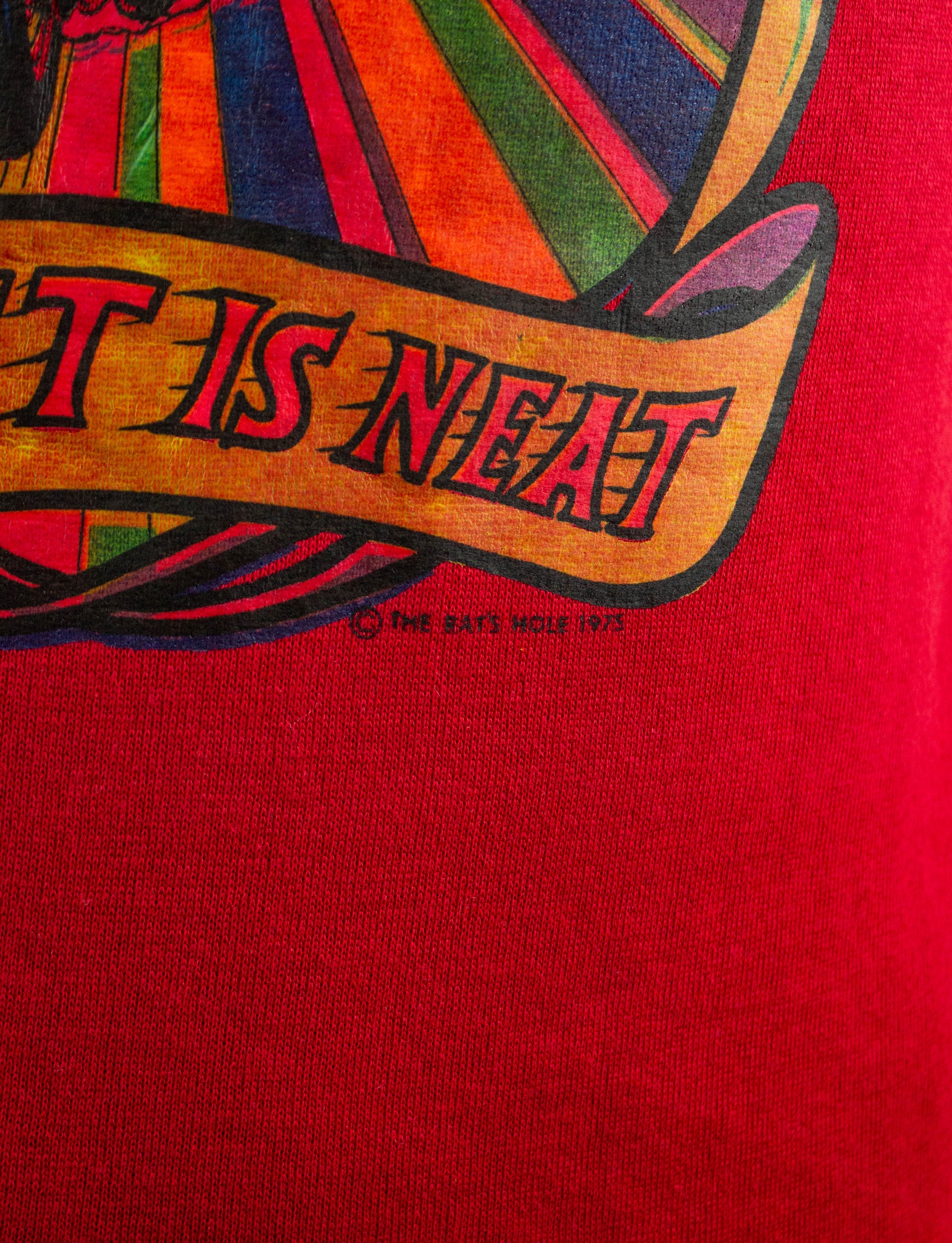 Vintage Deadstock Street Is Neat Graphic Crewneck Sweatshirt 80s Motorcycle Iron On Red Medium