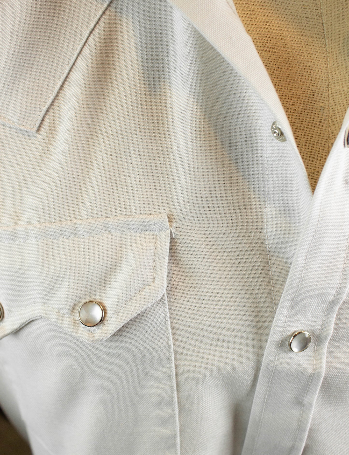 Vintage Dee Cee Brand Pearl Snap Western Shirt 70s White Medium