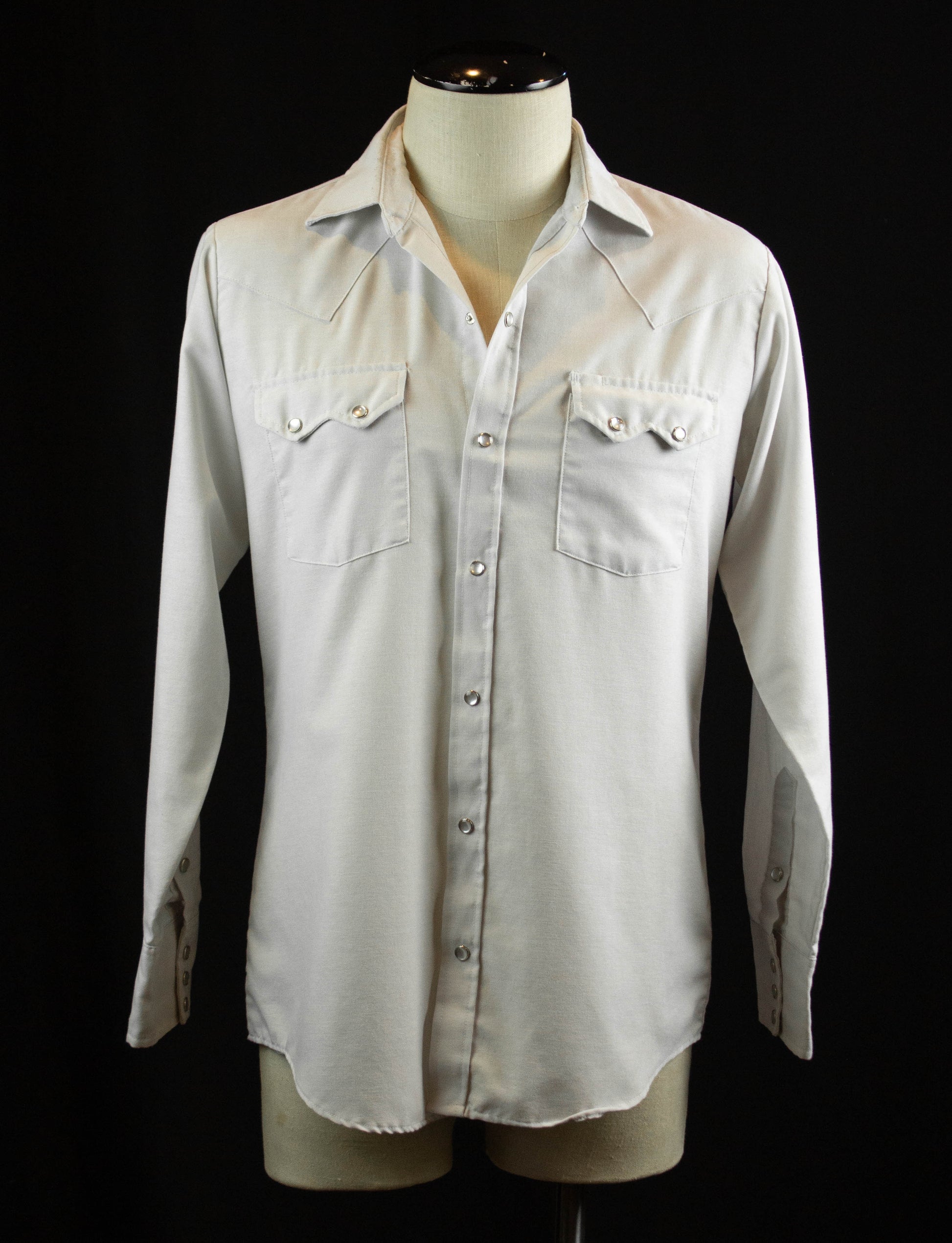Vintage Dee Cee Brand Pearl Snap Western Shirt 70s White Medium