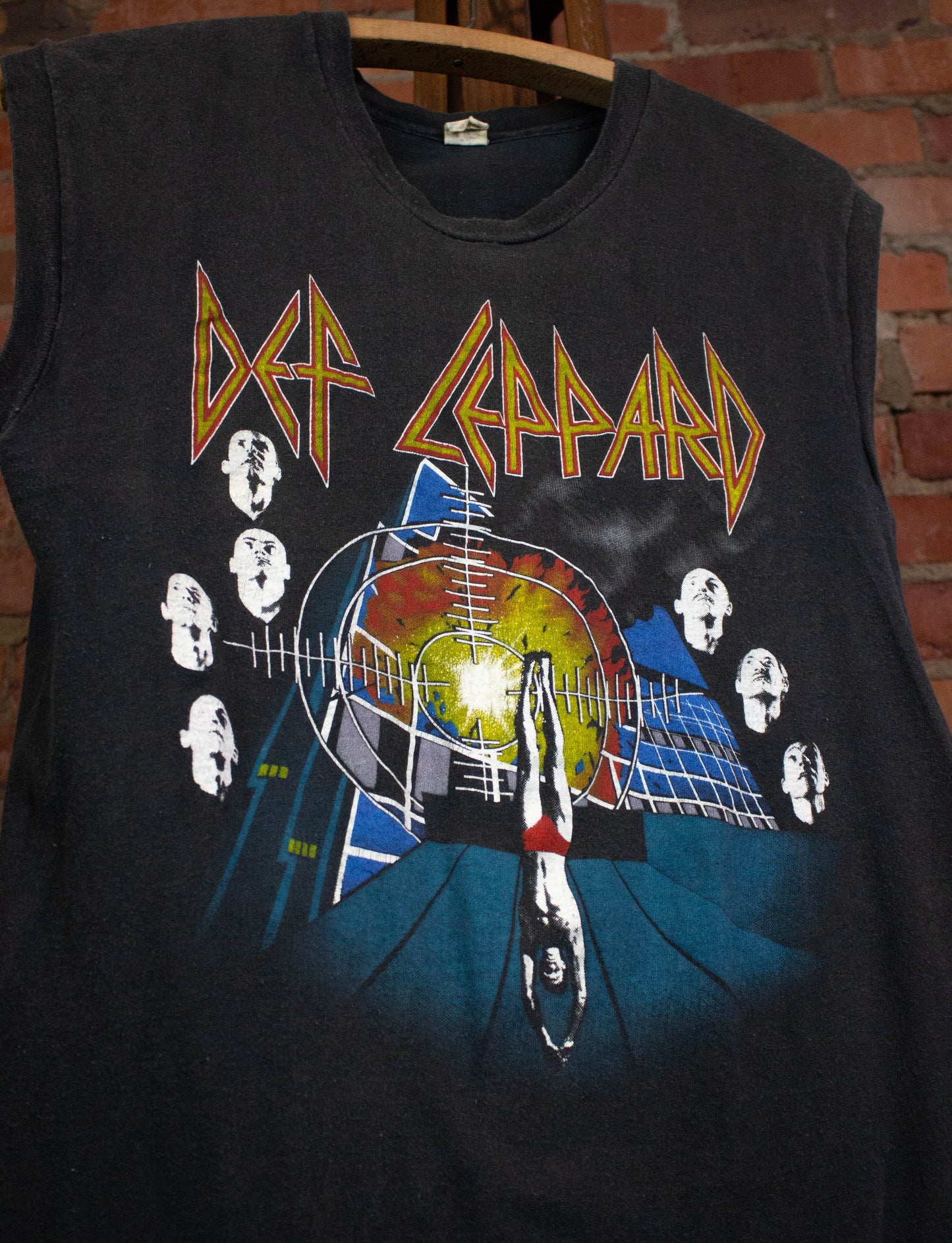 Vintage Def Leppard 1983 Rock Brigade Concert Muscle Shirt Black Small