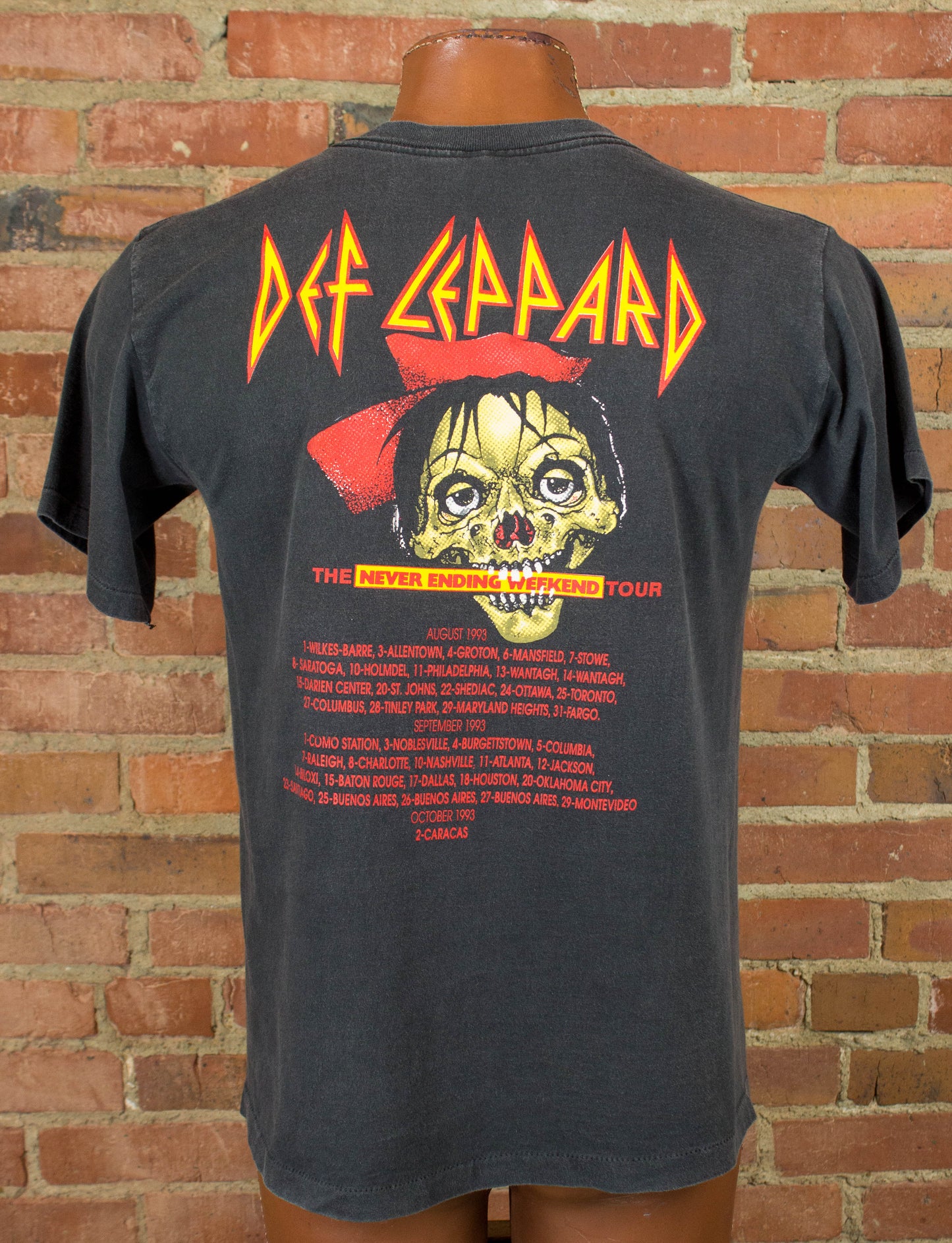Vintage Def Leppard Concert T Shirt 1992 The Never Ending Weekend Tour Pushead Design Black Large