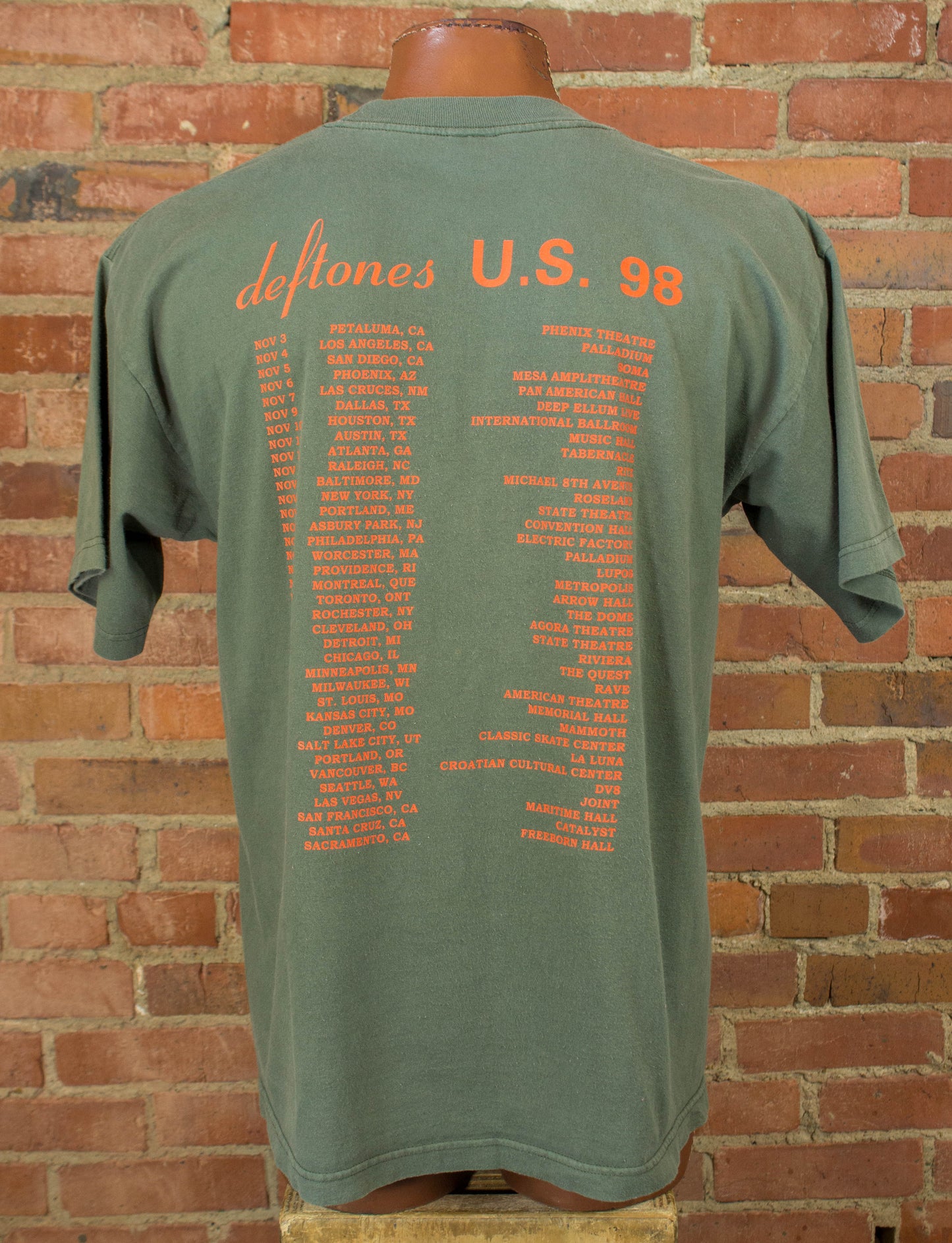 Vintage Deftones Concert T Shirt 1998 Around The Fur US Tour Pool Ball Green XL