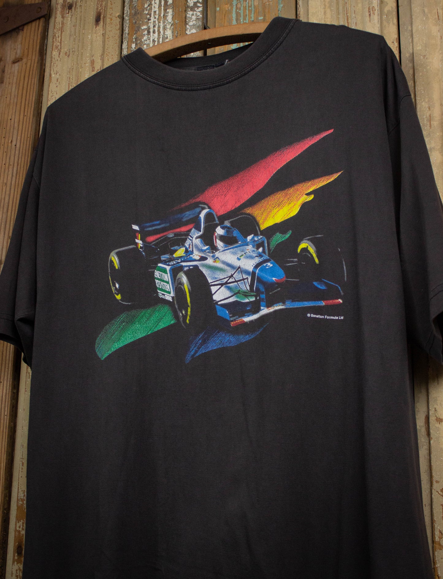 Vintage Benetton Formula 1 Racing Graphic T Shirt 90s Black XL