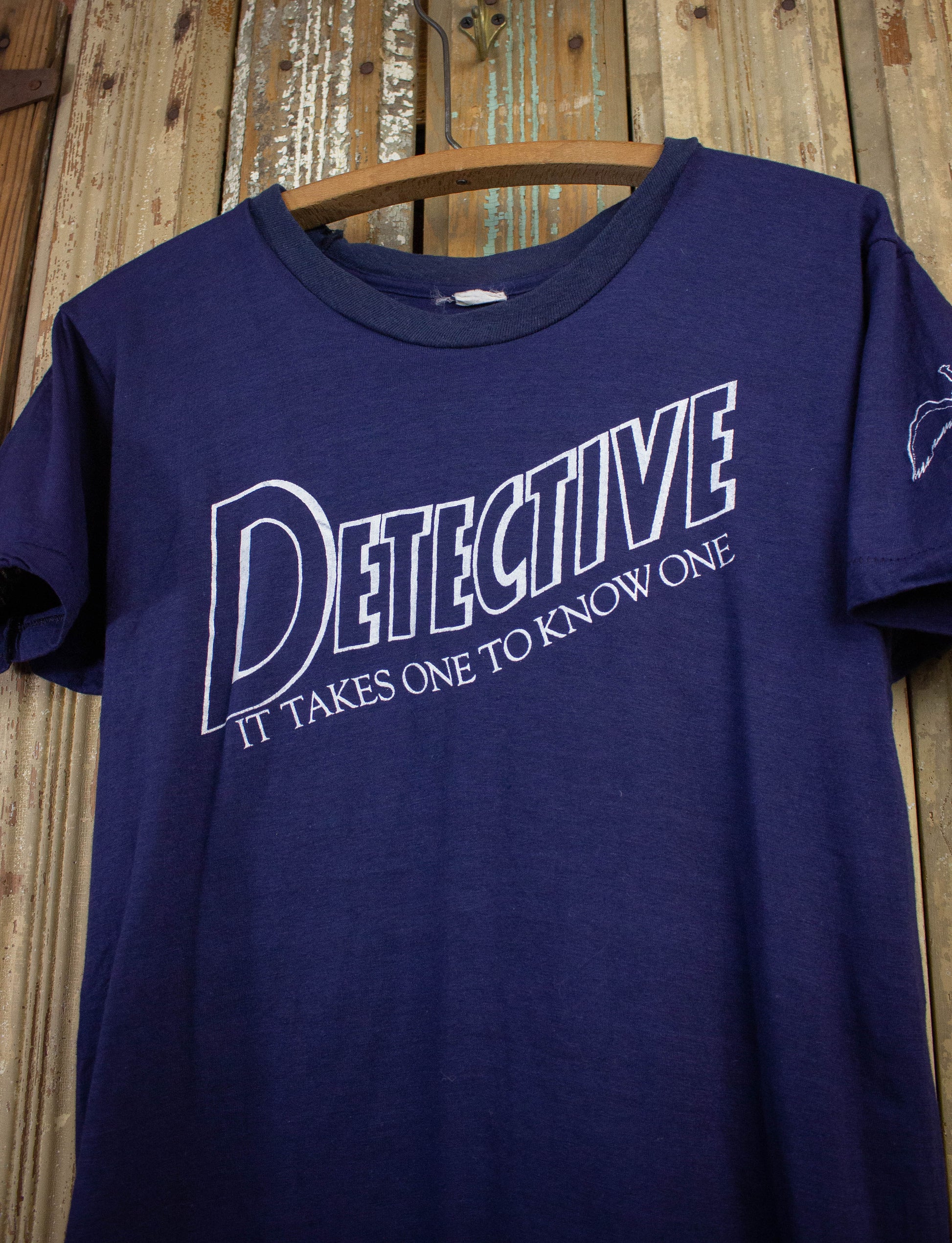 Vintage Detective It Takes One To Know One Concert T Shirt 70s Blue Medium
