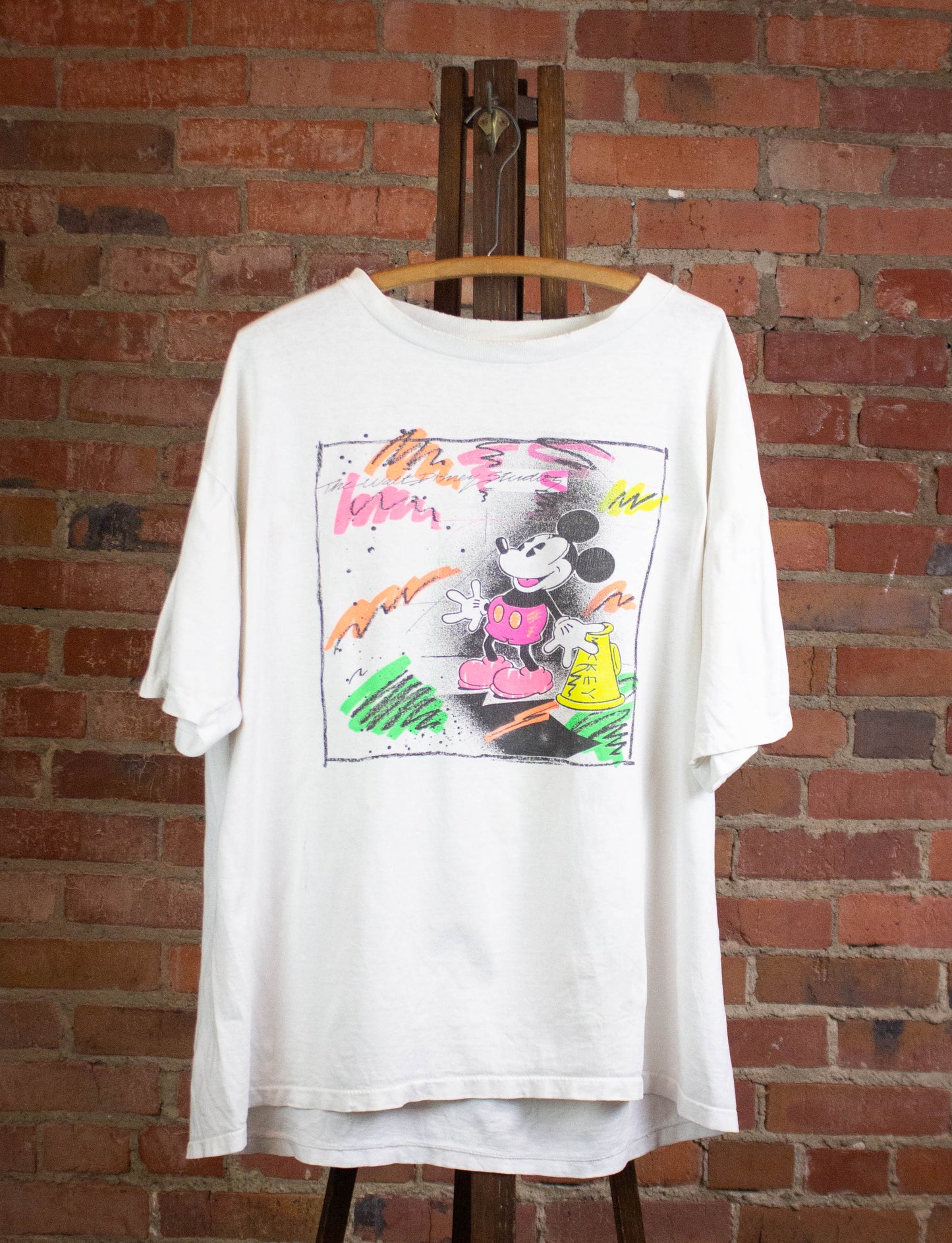 Vintage Walt Disney Studios 90s Mickey Mouse Graphic T Shirt White XL