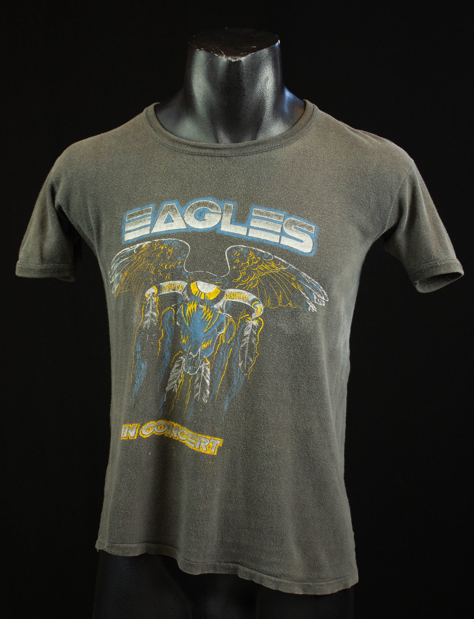 Vintage Eagles Concert T Shirt 70s Hotel California Parking Lot Bootleg Faded Black Small
