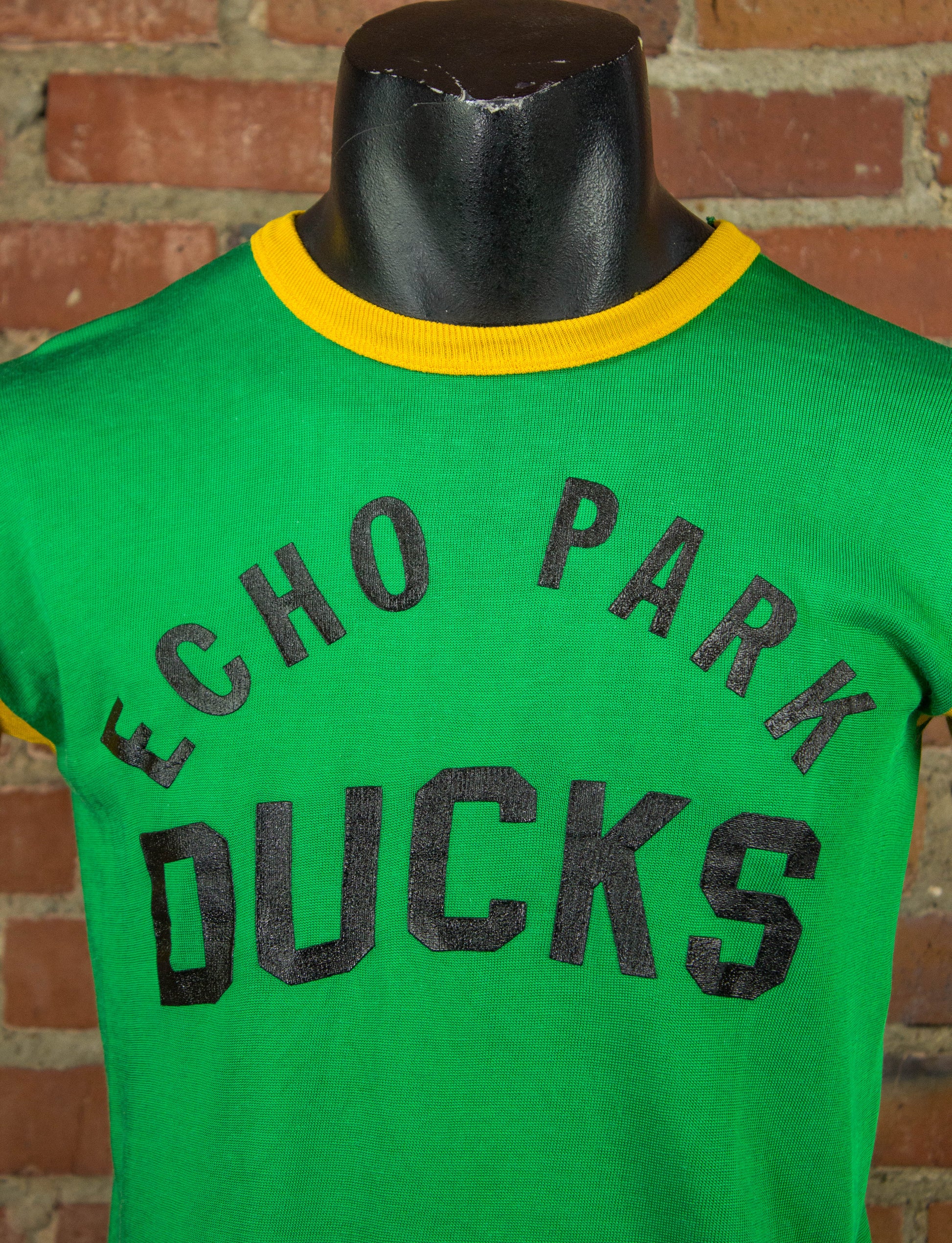Vintage Echo Park Ducks Softball Team Jersey 60s Green and Yellow Small