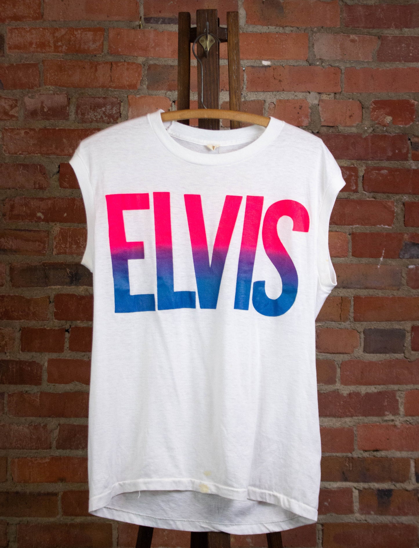 Vintage Elvis Muscle T Shirt 80s White XL