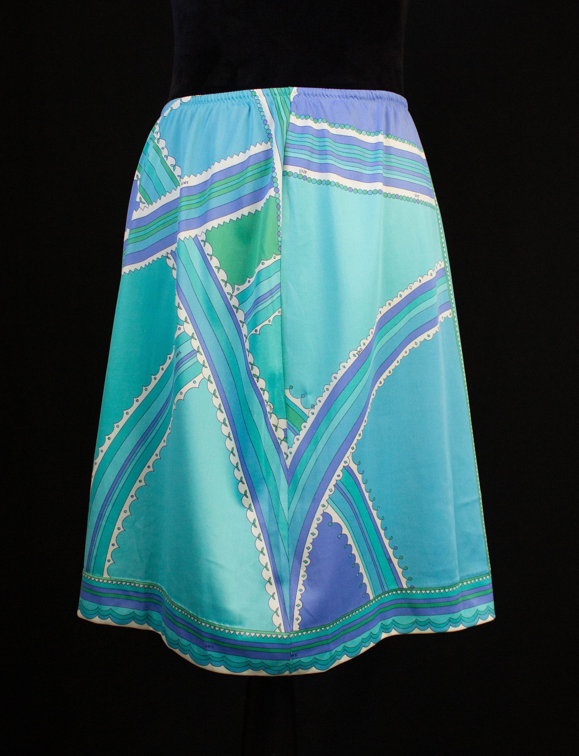 Vintage 70s Emilio Pucci Elastic Waist Skirt Mod Blue Small - Medium