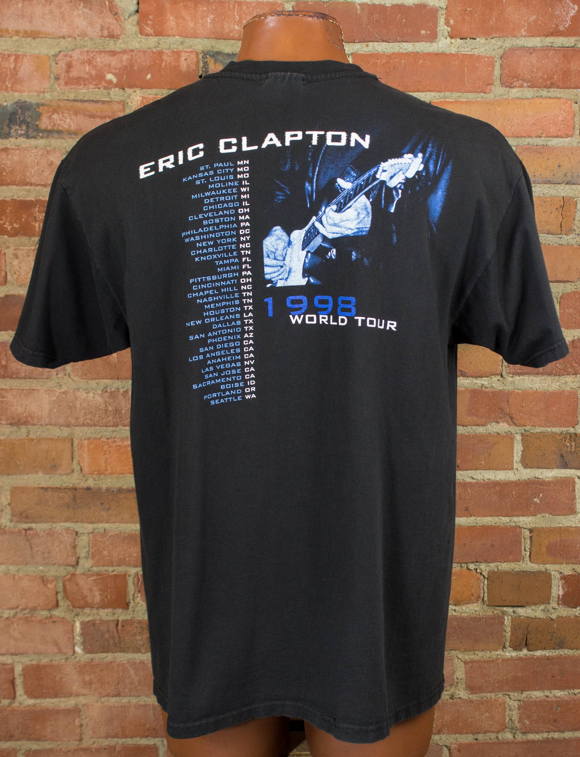 Vintage Eric Clapton Concert T Shirt 1998 World Tour Black and Blue XL