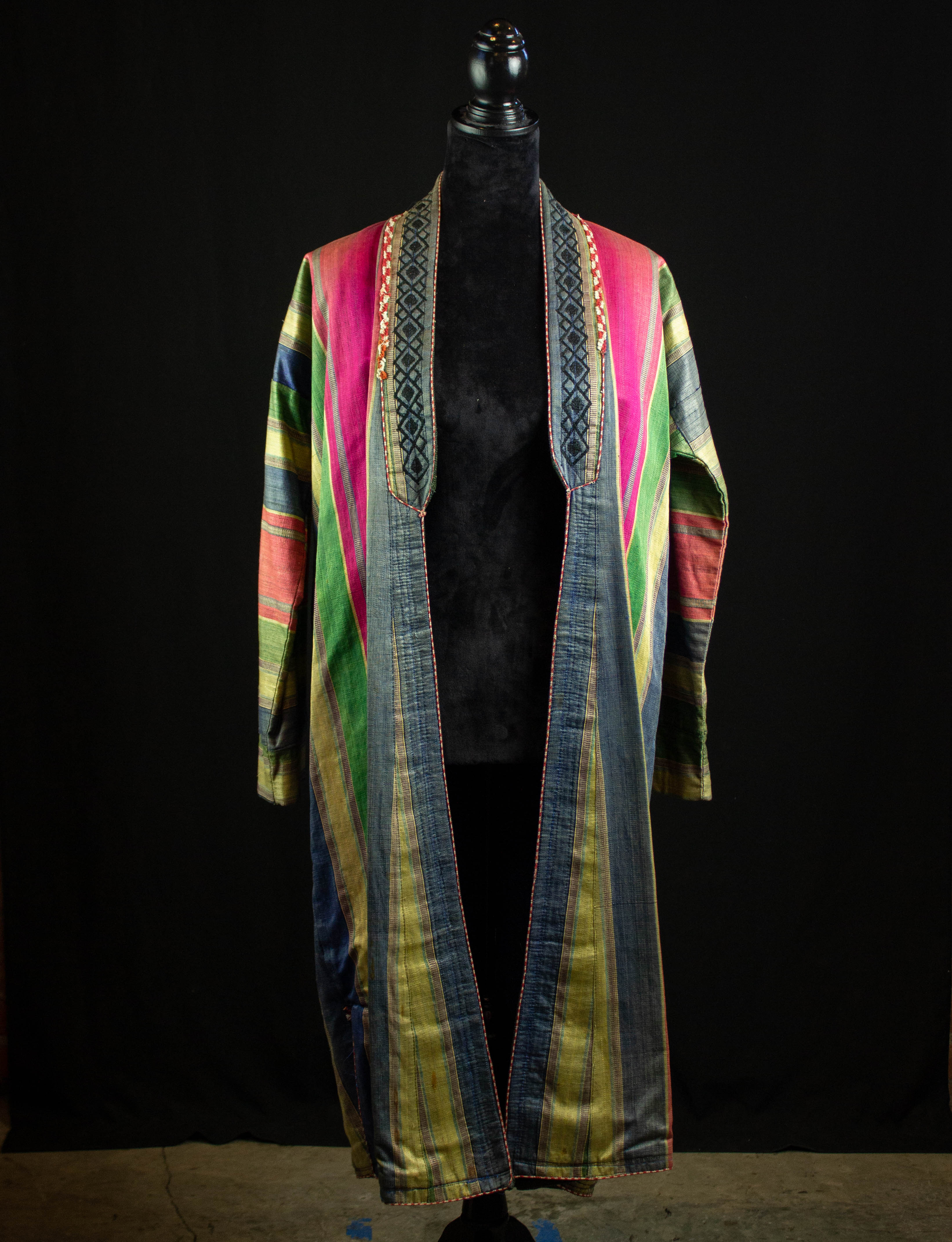 Vintage Ethnic Multicolor Striped Robe 40s Medium-Large – Black Shag ...
