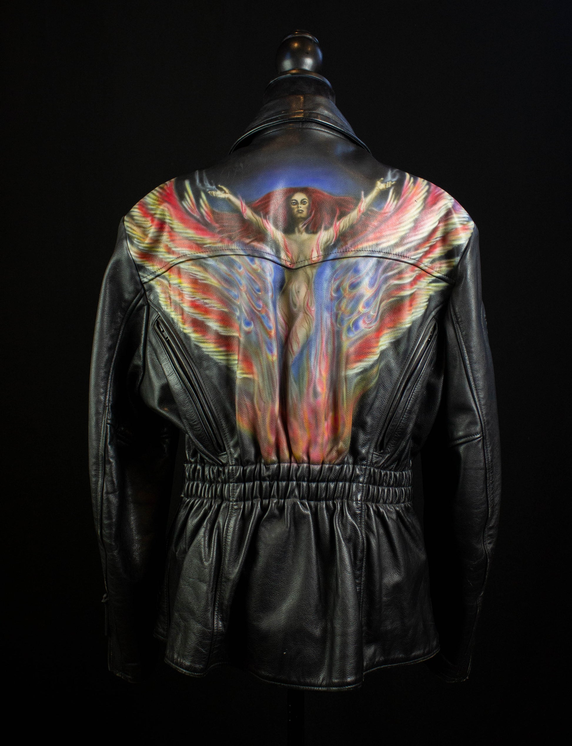 hein gericke classic gear Vintage First Gear by Hein Gericke Custom Airbrushed Leather Biker Jac – Black Shag Vintage
