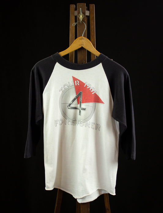 Vintage Foreigner Concert T Shirt 1981 Tour White and Black Raglan Jersey Small-Medium