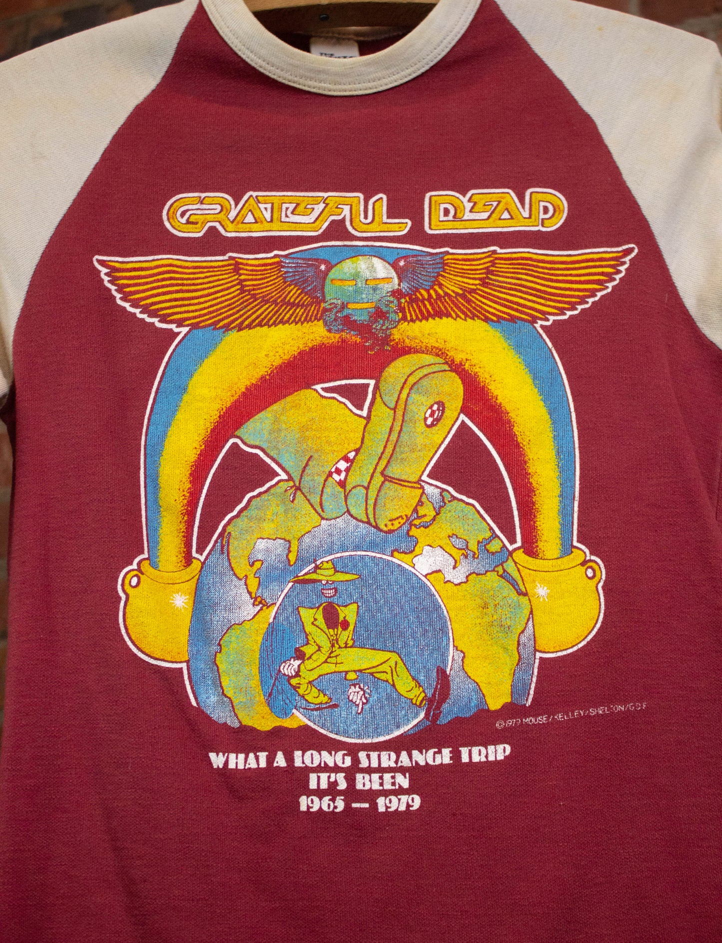 Vintage Grateful Dead 1979 What a Long Strange Trip It's Been Raglan Concert T Shirt Red and White Small