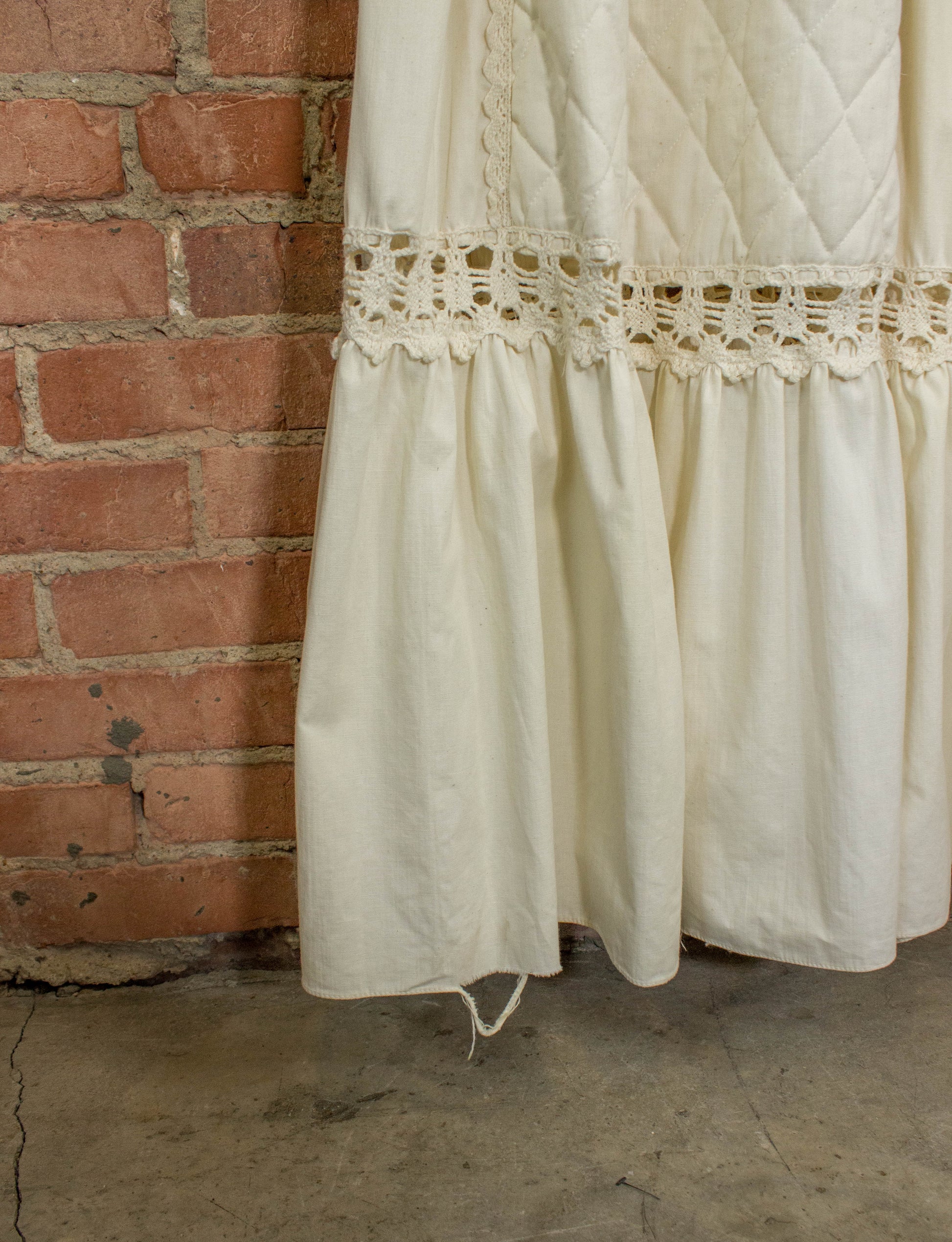 Vintage Gunne Sax Quilted Corset Dress 70s Cream White Small
